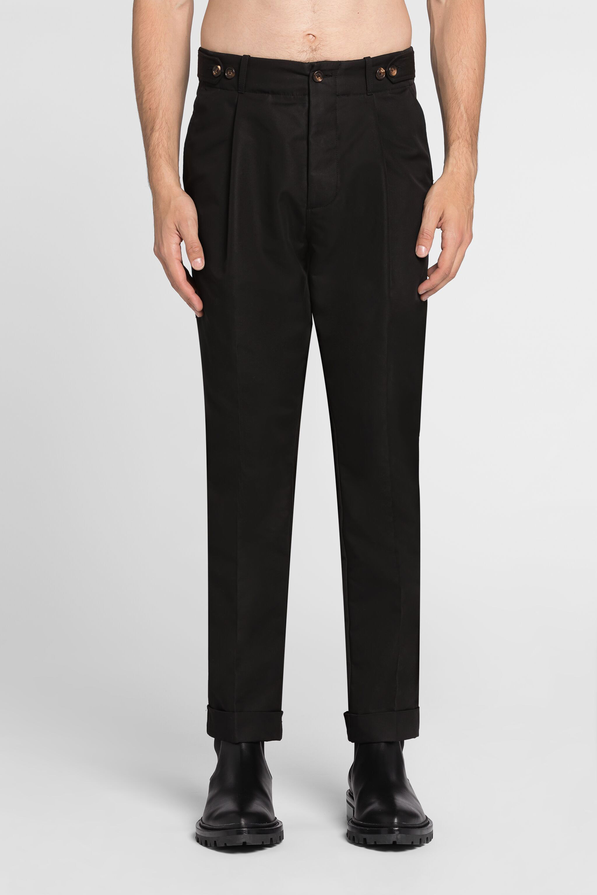 Roberto Cavalli Pleat-detail Straight-leg Trousers In Black