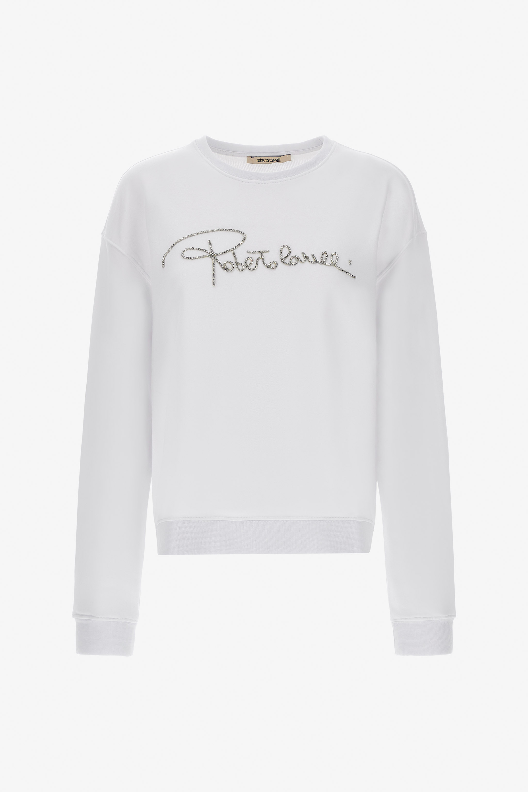 Roberto Cavalli Sweatshirt With Signature In White