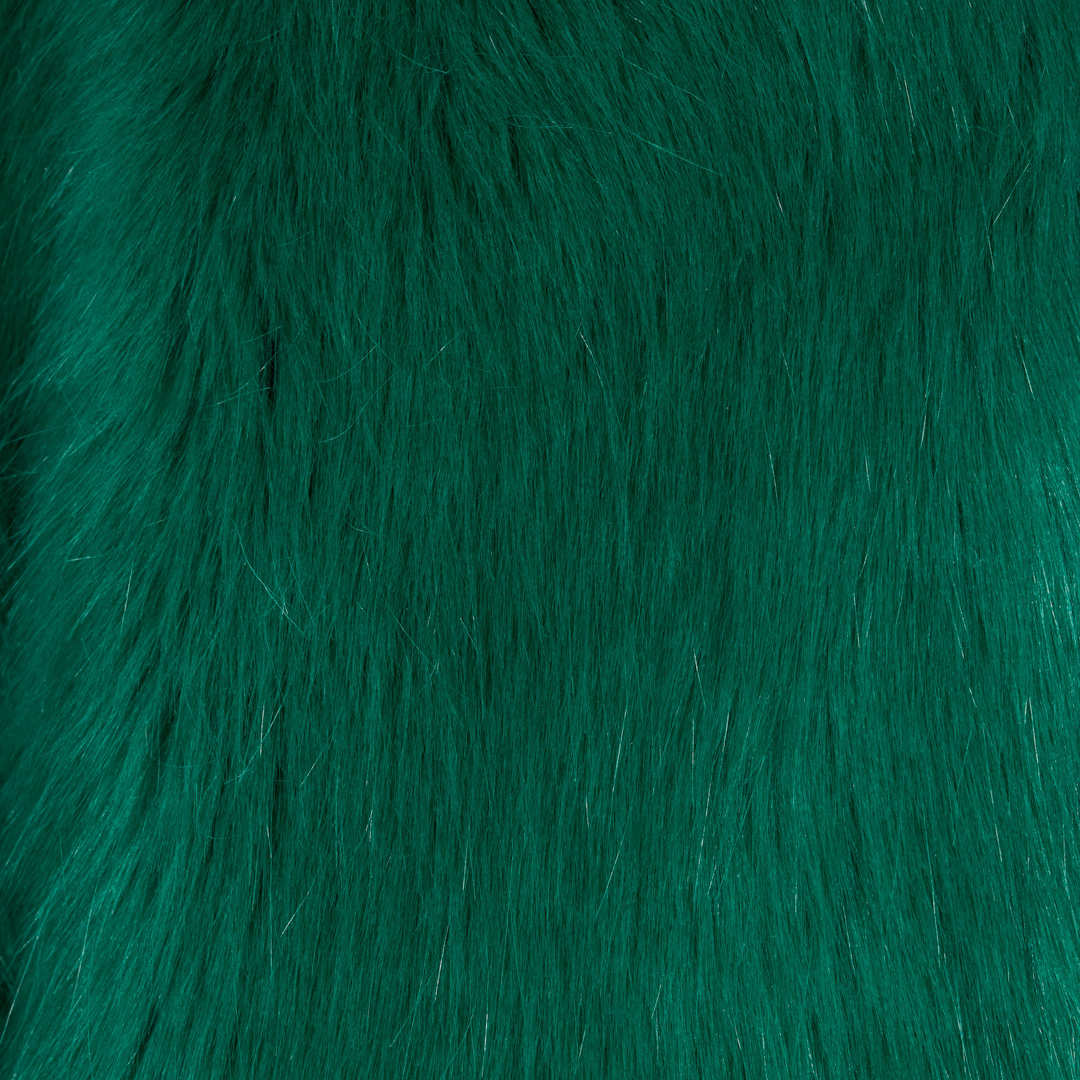 Roberto Cavalli Faux Fur Coat With High Collar In Green