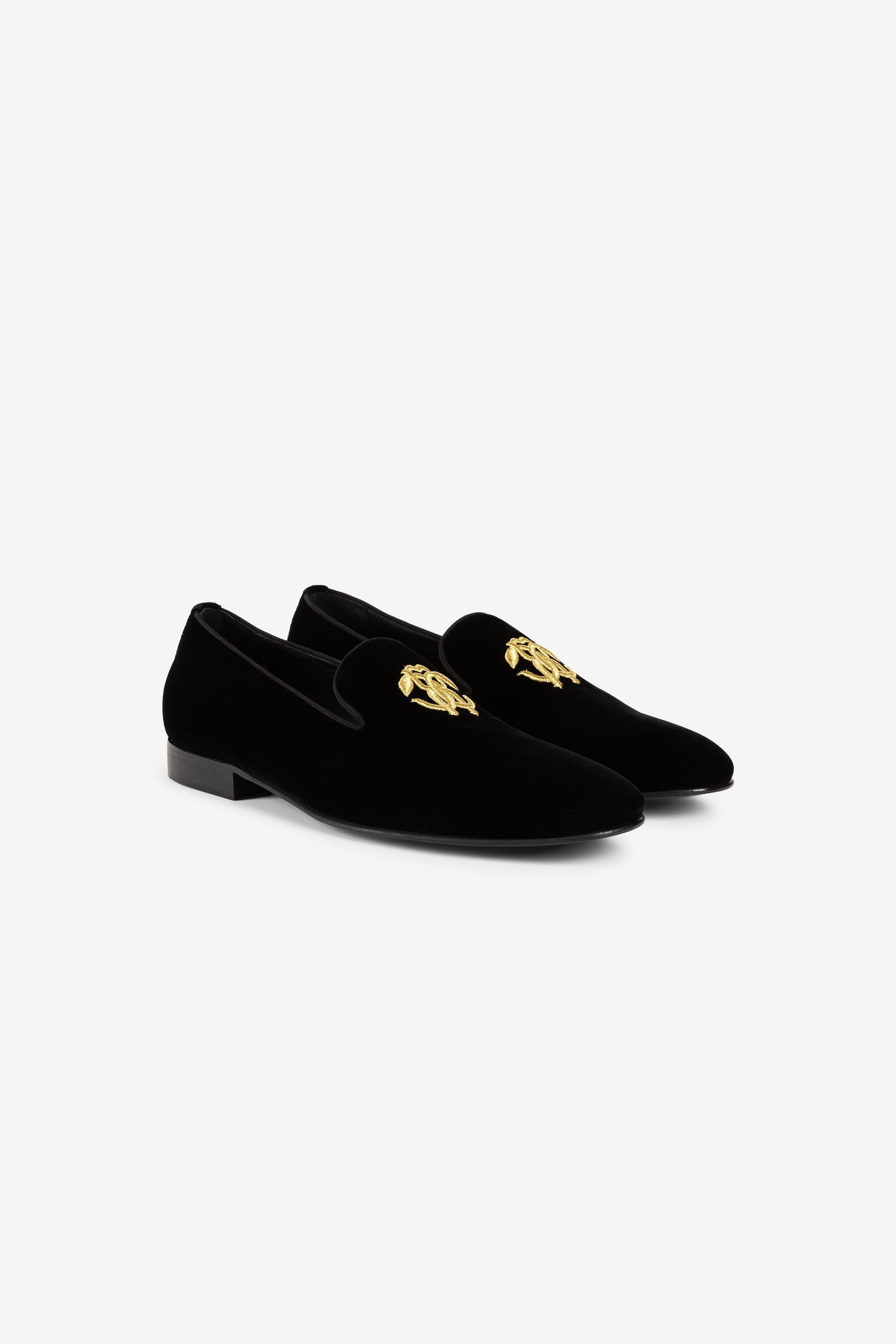 Monogram-motif velvet loafers
