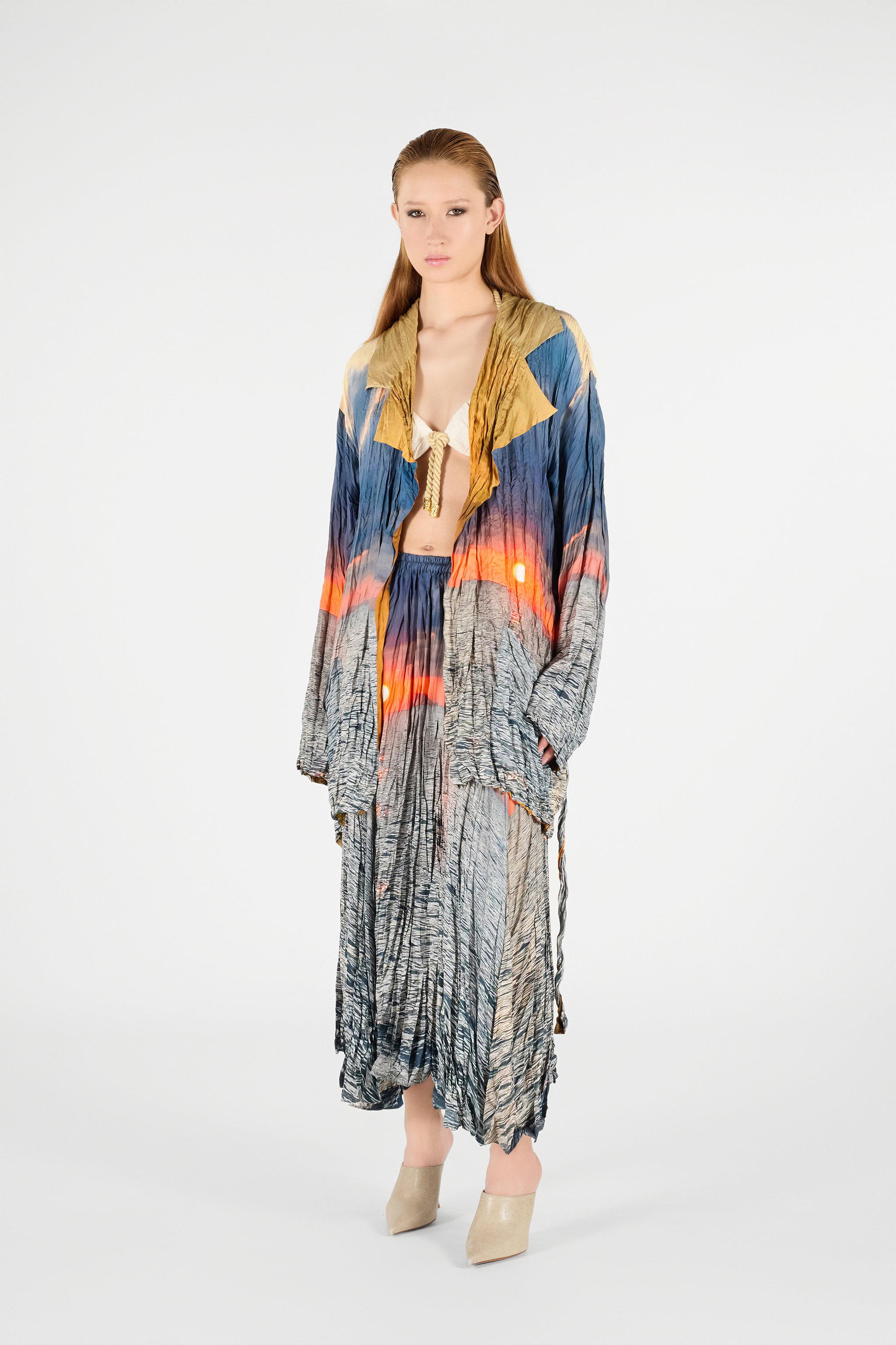 Roberto Cavalli Jacke Mit Sunrise-print In Blue/orange
