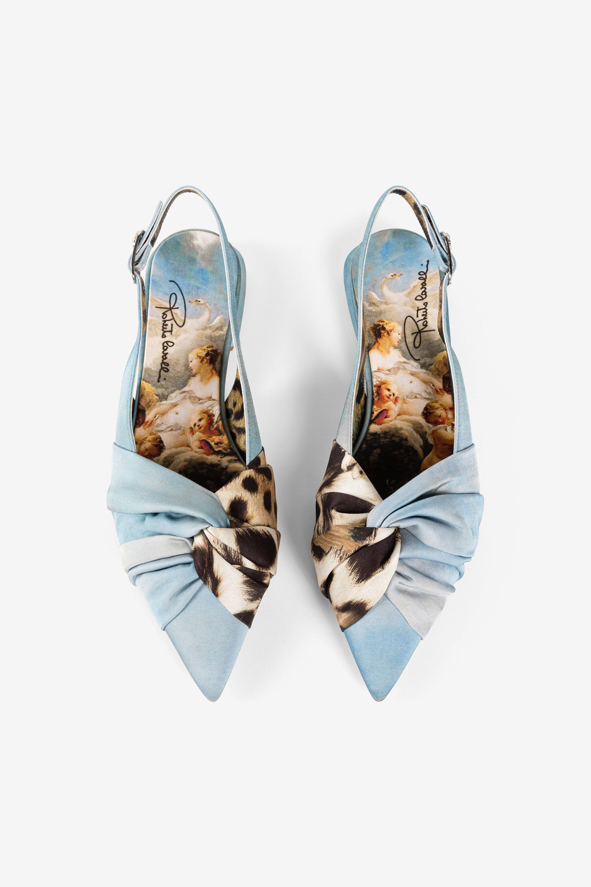 Roberto Cavalli Graphic-print Slingback Ballerinas In Light Blue