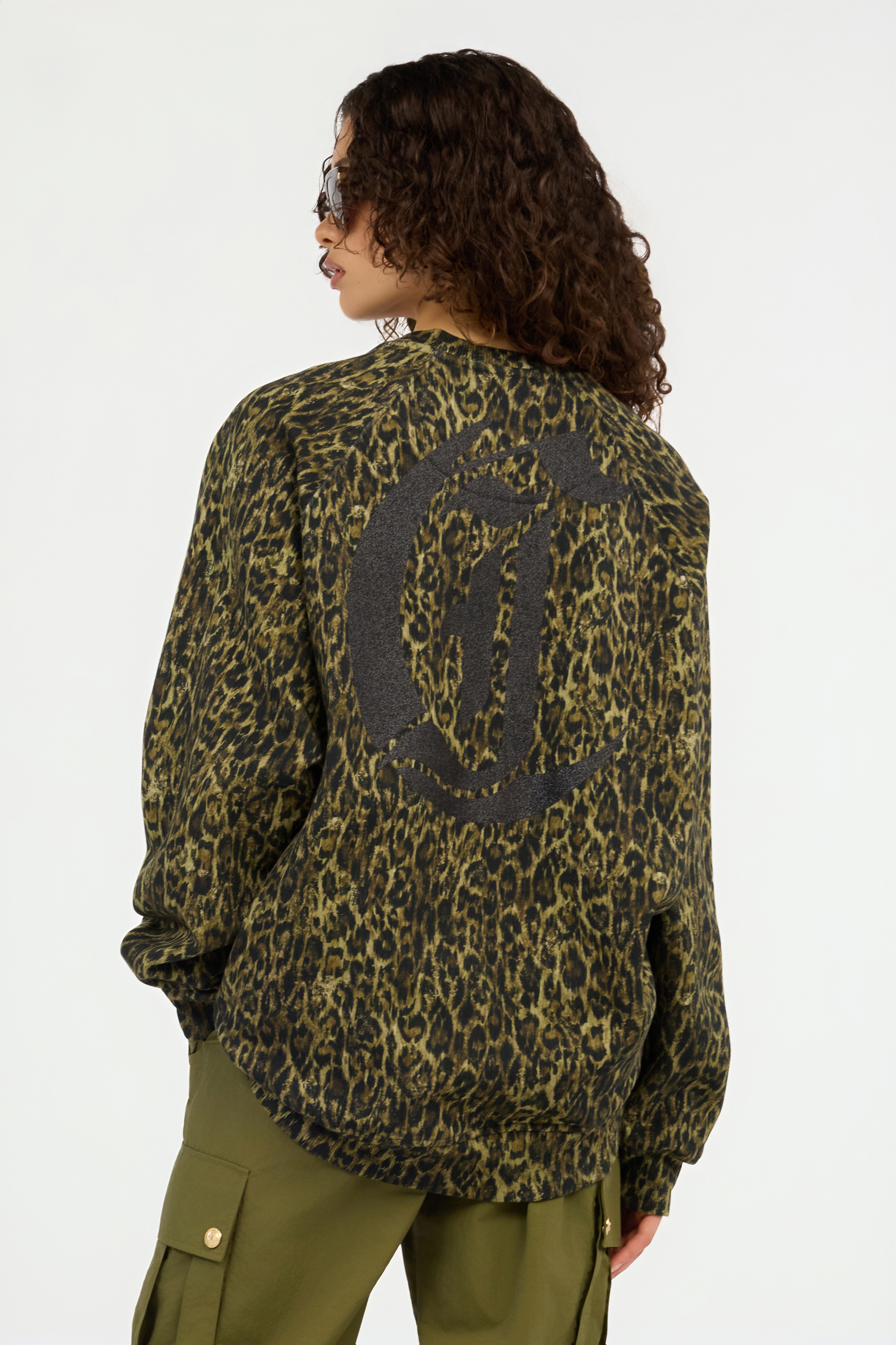 Roberto Cavalli Leopard Print Sweatshirt In Green