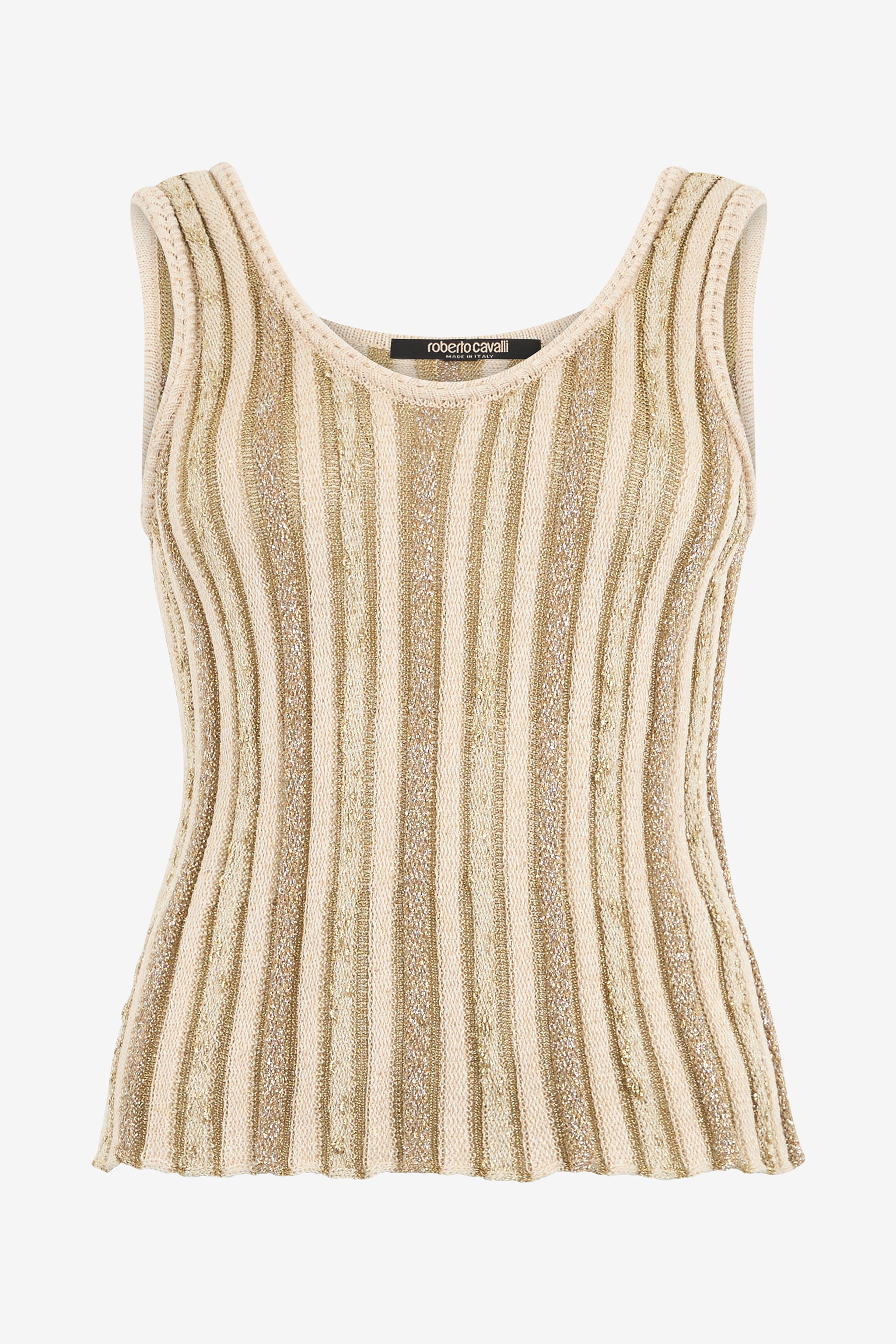 Roberto Cavalli Striped Lurex Knit Top