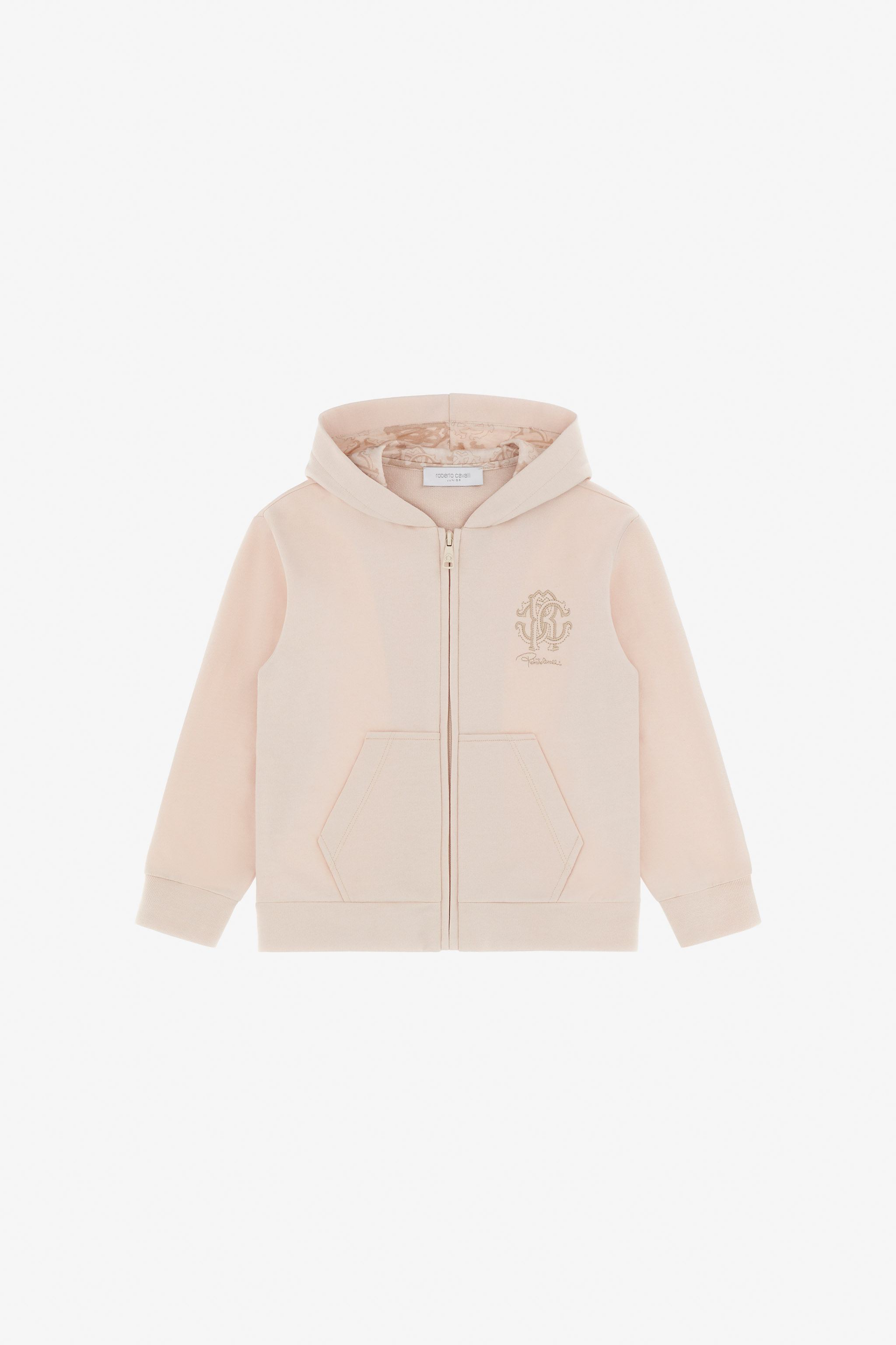 Roberto Cavalli Girls Light/Brown Monogram Zip-Up Hoodie - Ready To Wear