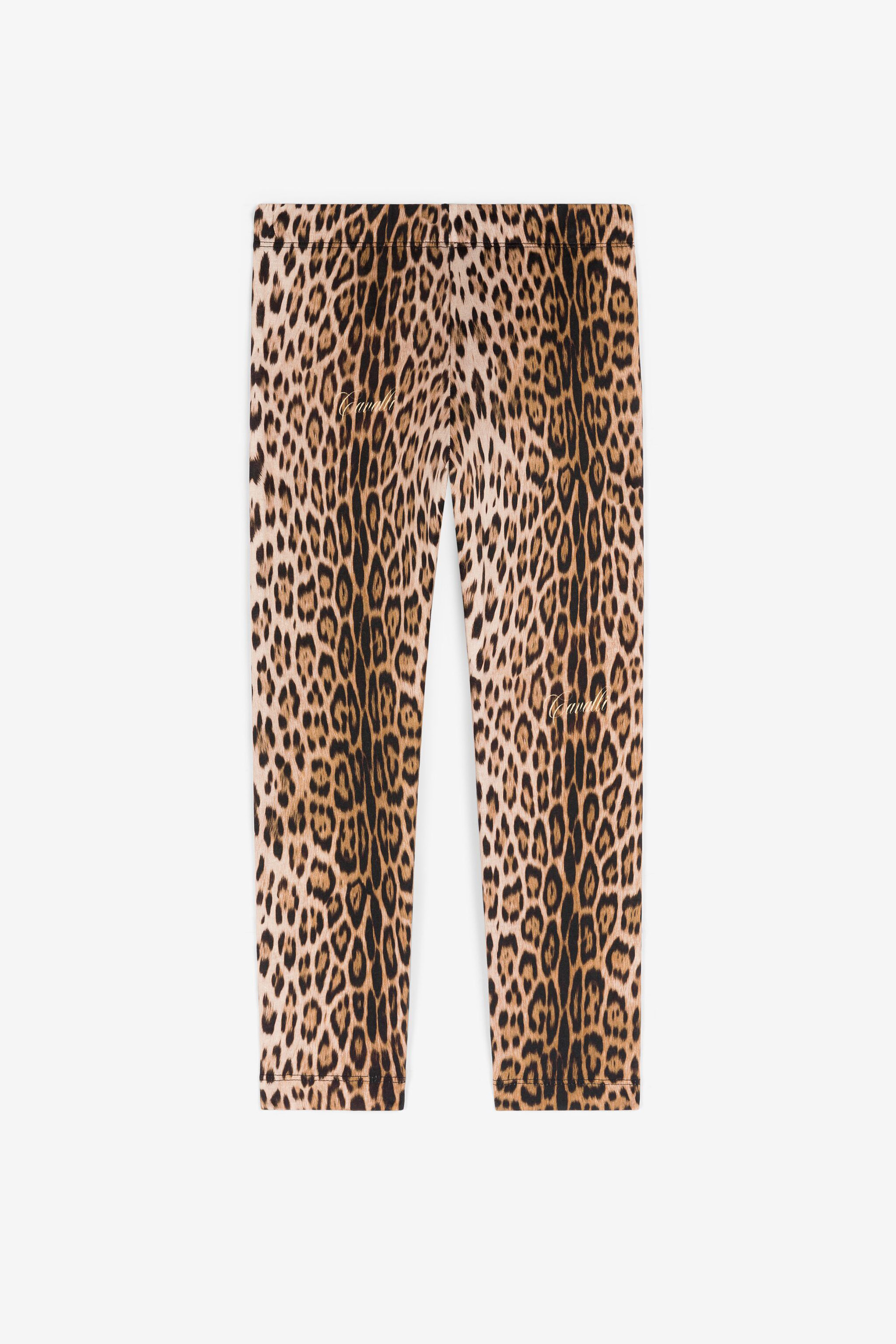 Roberto Cavalli Jaguar-print Cotton Leggings In Light Brown