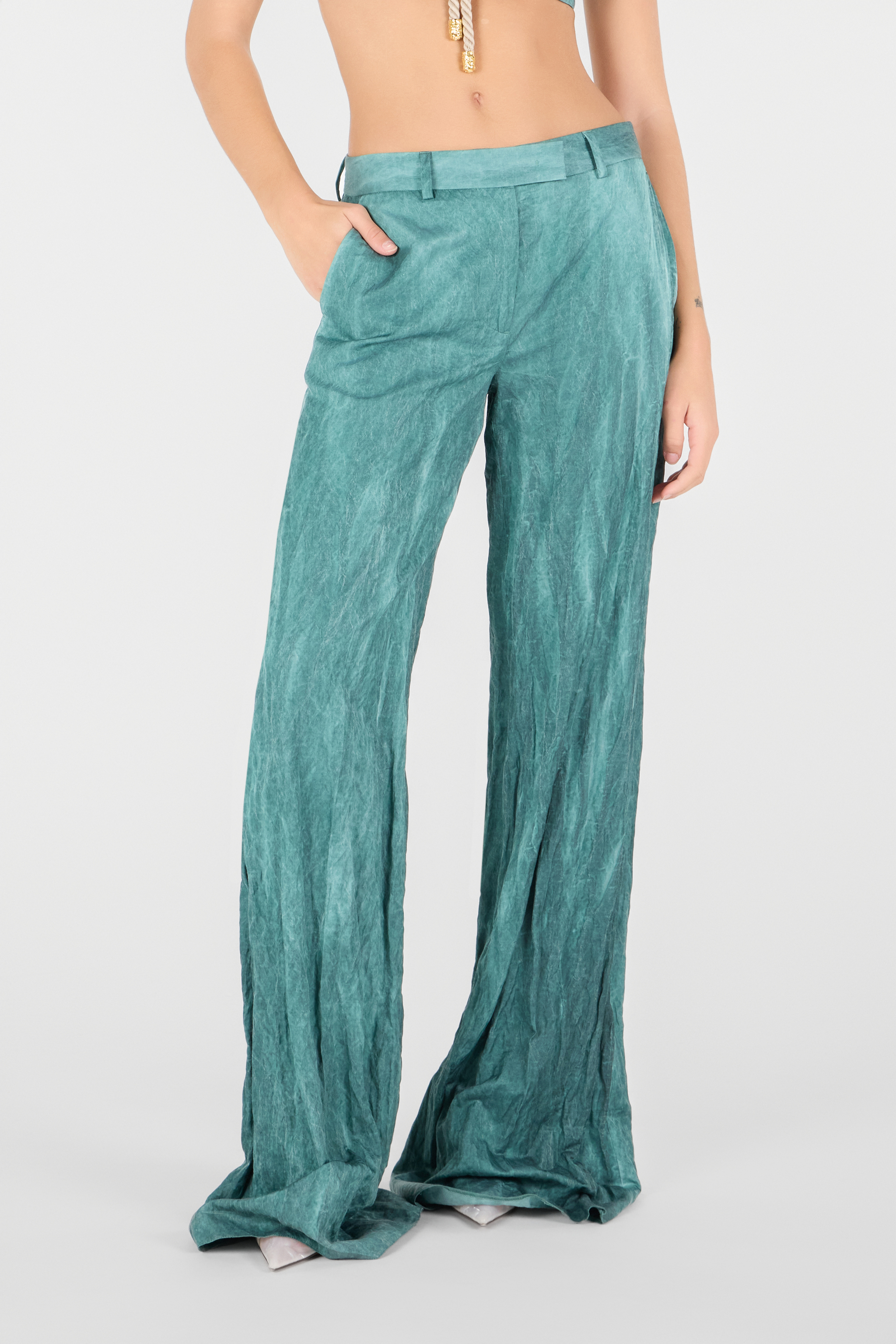 Crinkled Texture Trousers