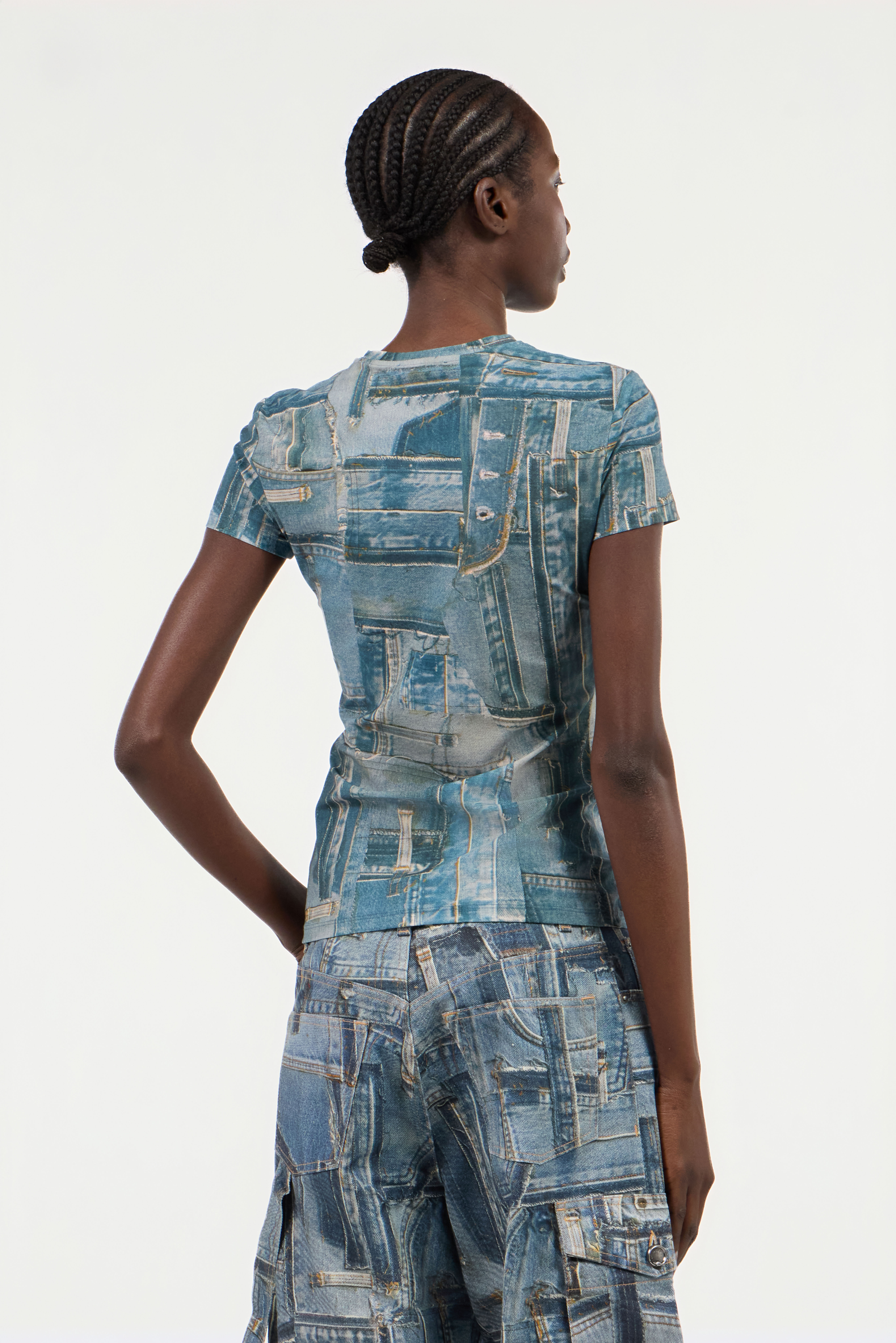 Denim Patchwork Print T-shirt