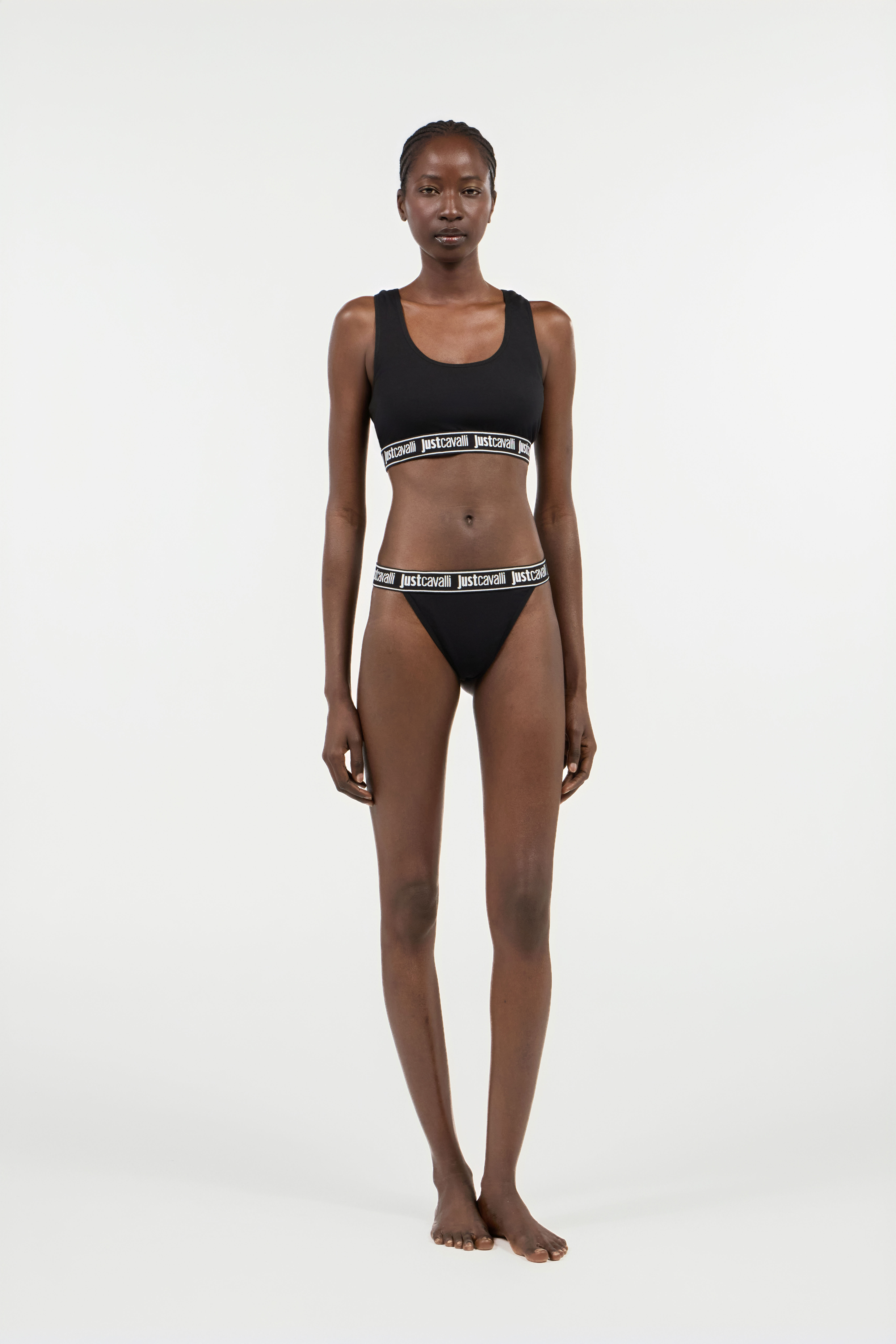 Roberto Cavalli Black Panties With Logo Band Two-pack In Black