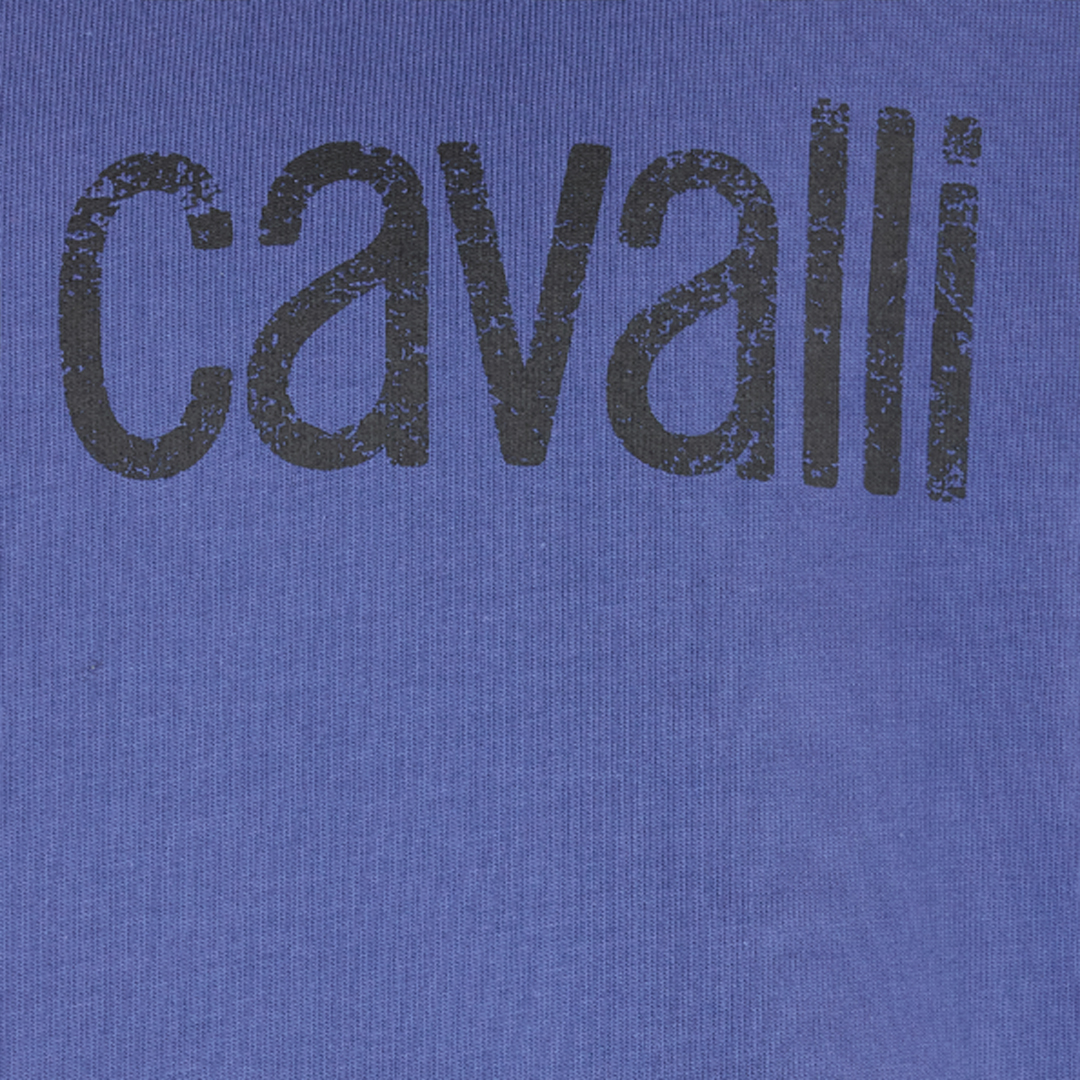 Shop Roberto Cavalli T-shirt Mit Logo Im Used-look In Navy