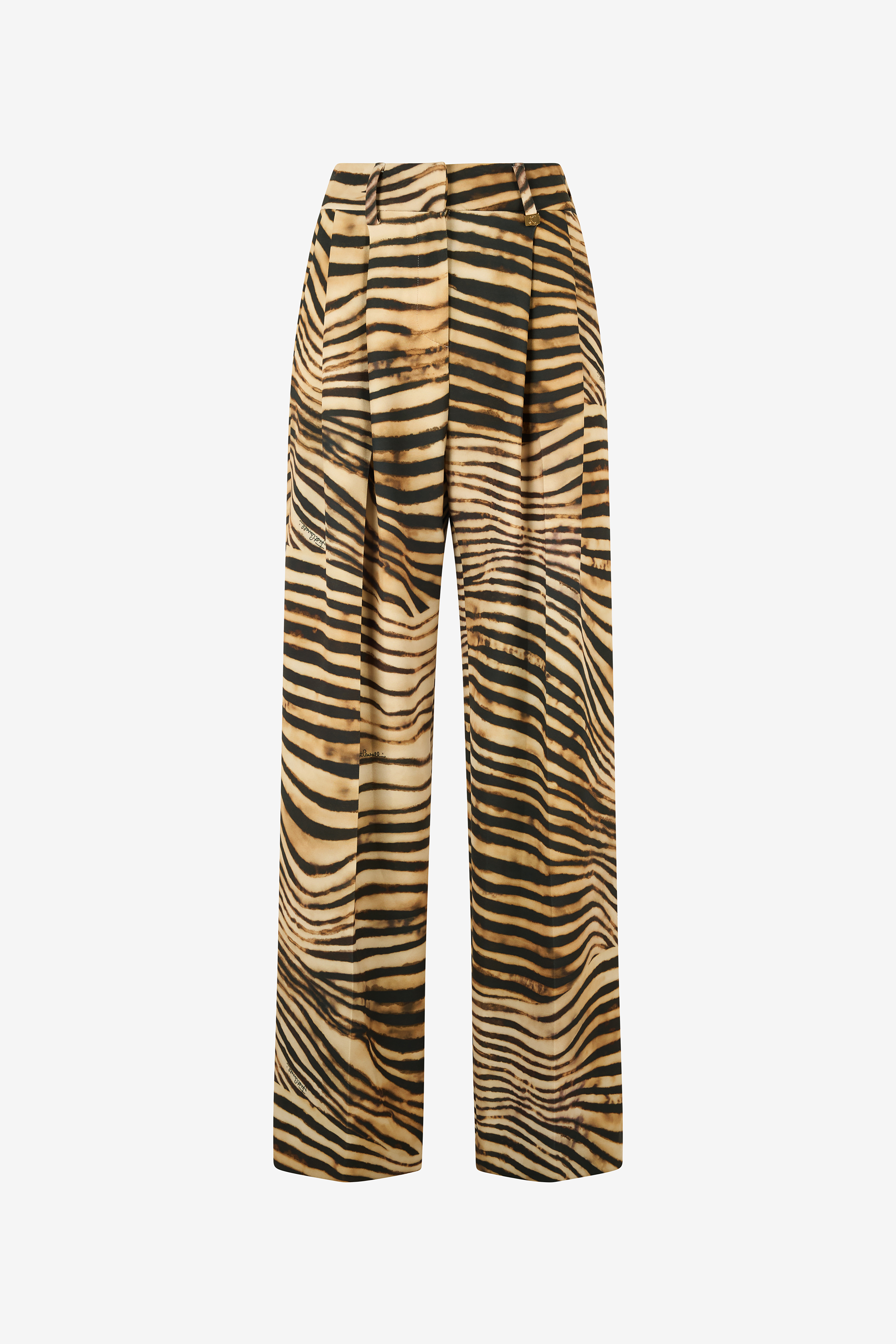 Roberto Cavalli Fluid Tiger Skin Print Pants In Light Brown