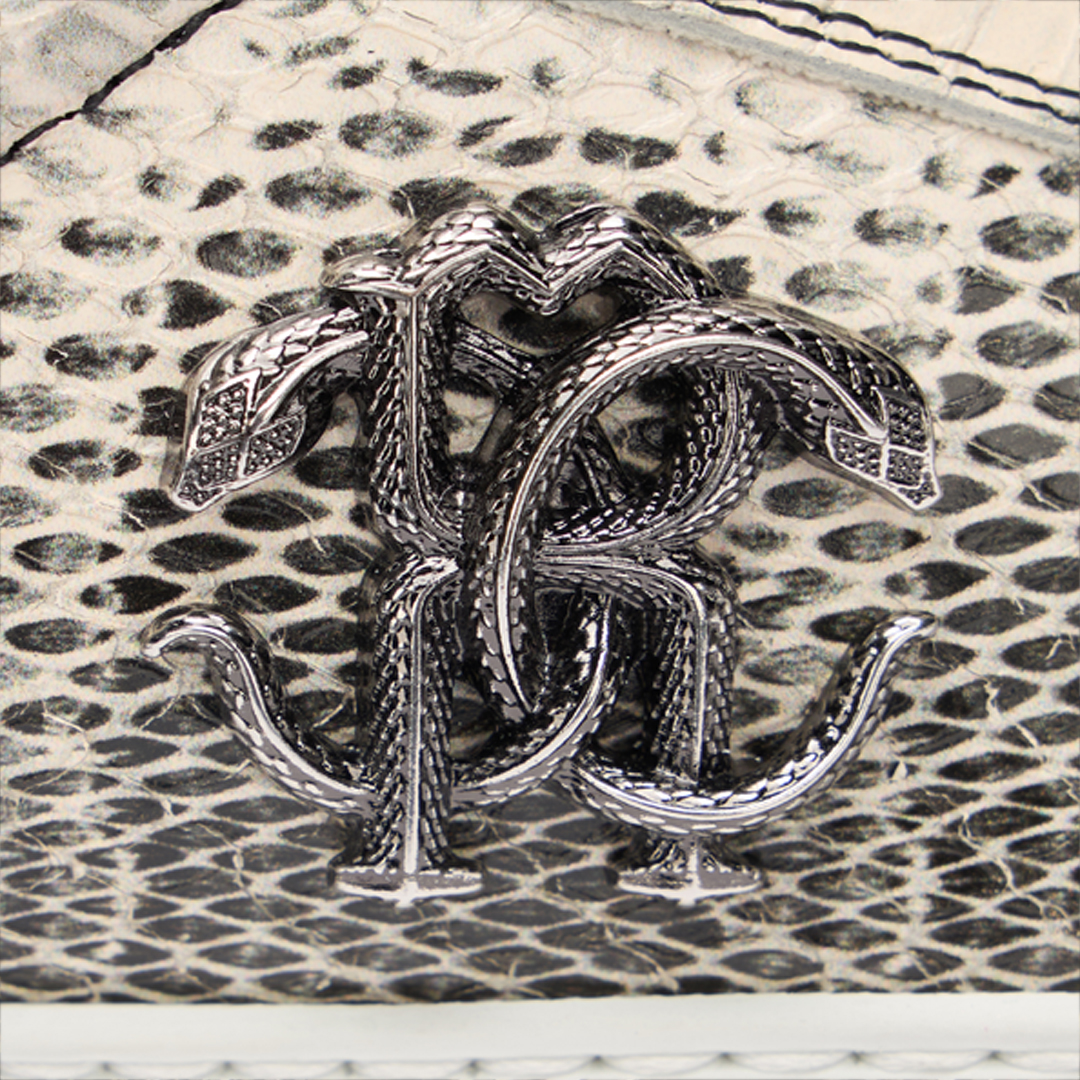 Roberto Cavalli Sneakers With Cobra Print In Ivory