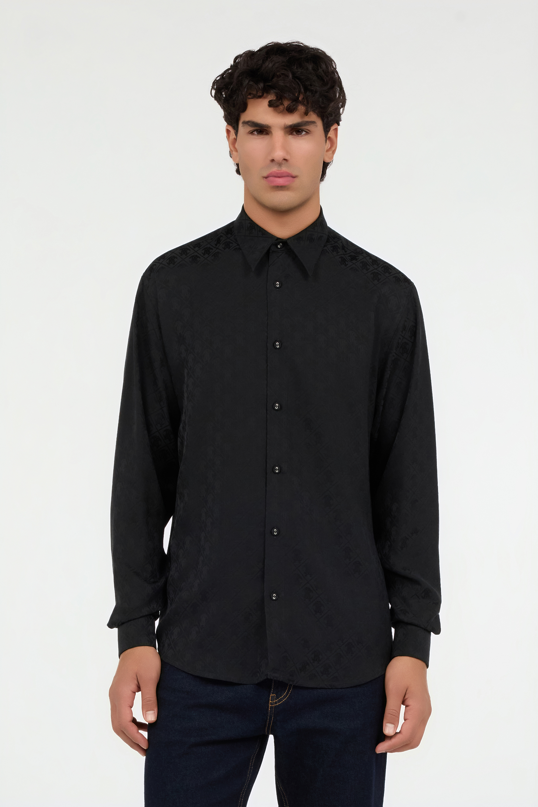 Black shirt with all-over Monogram Mirror Snake