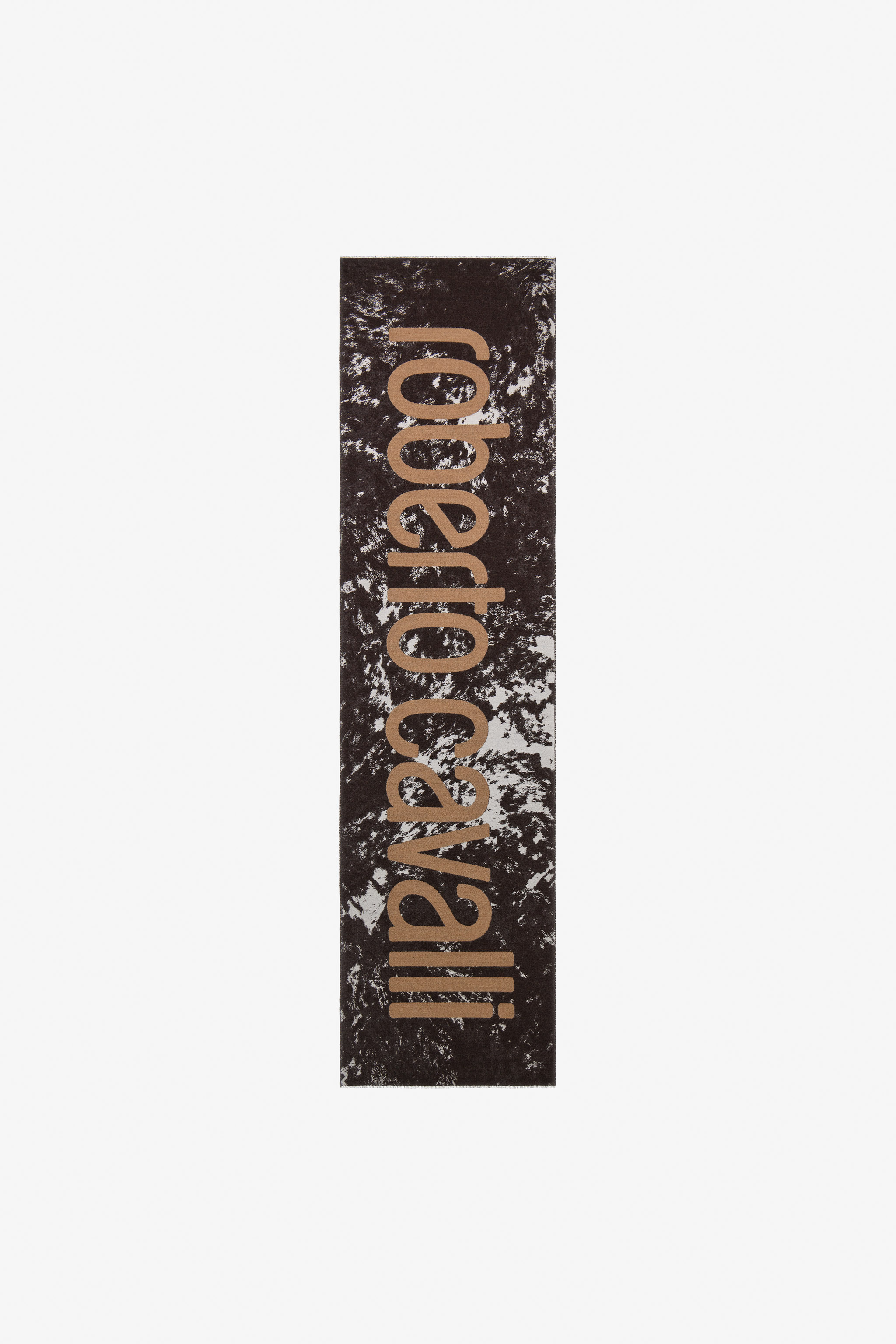 Roberto Cavalli Scarf With Appaloosa Print And Logo In Brown Tf435