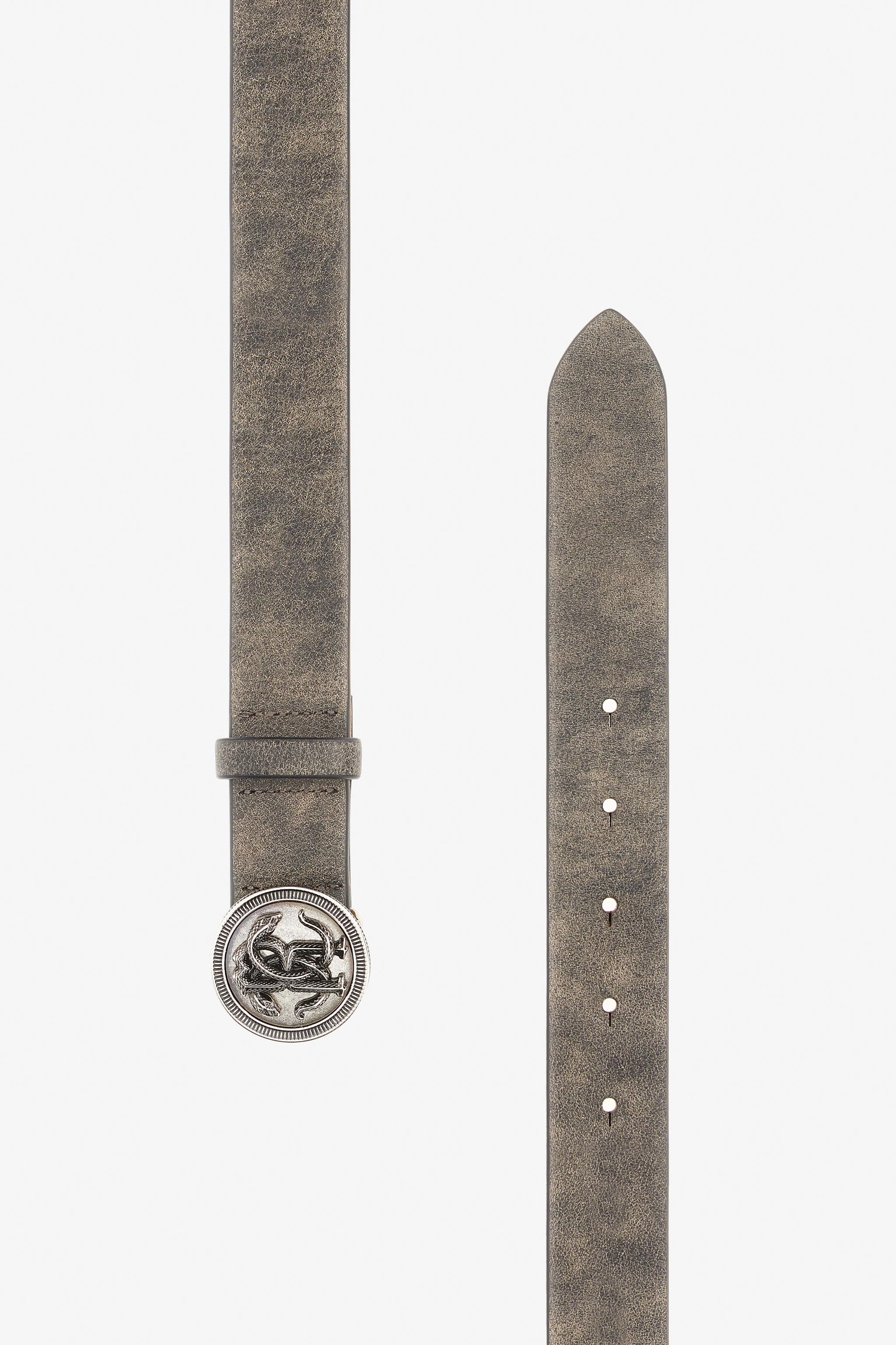 Roberto Cavalli Leather Belt With Logo Rc Buckle In Green