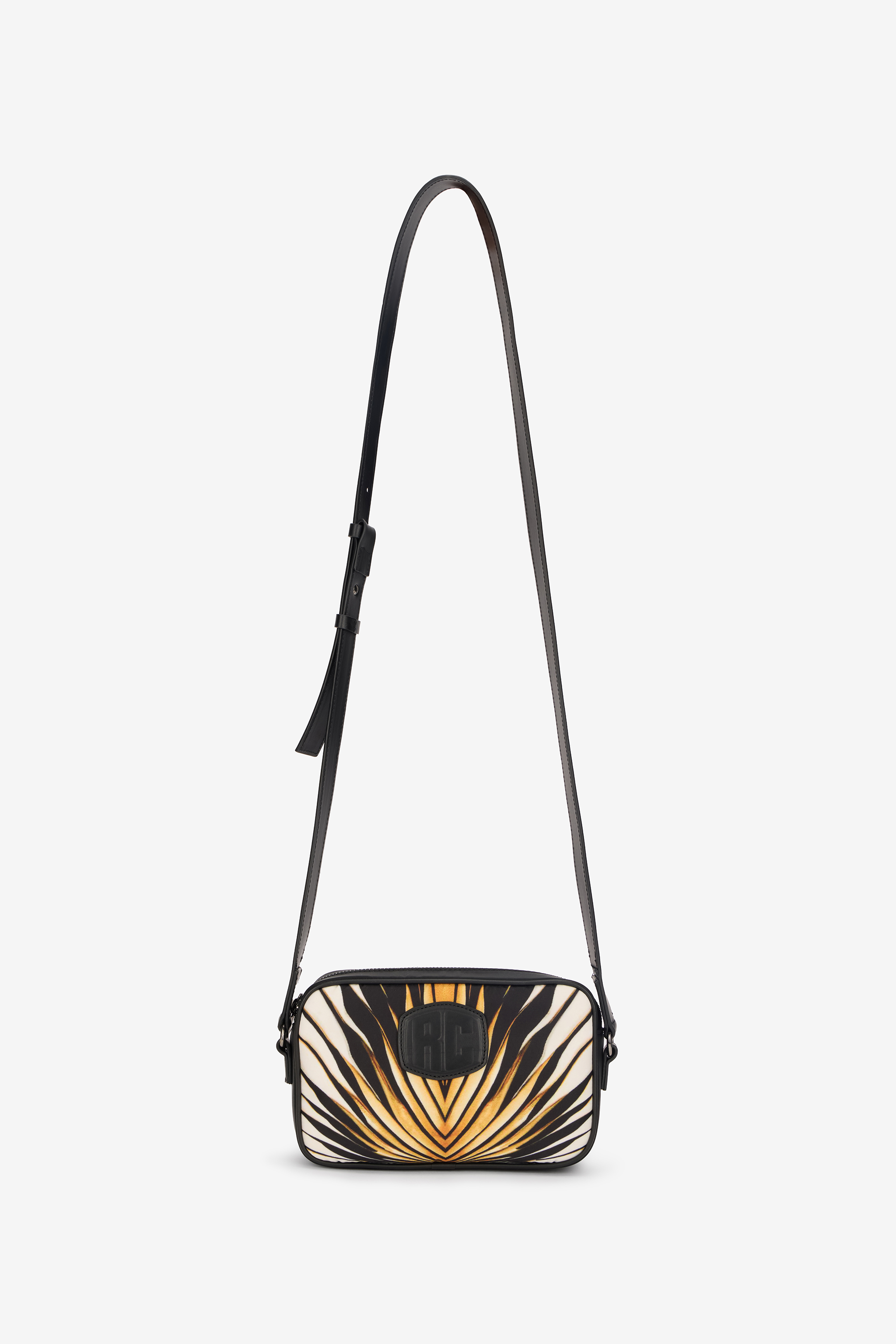 Roberto Cavalli Men's Gold Camera Bag With Ray Of Print - Bags