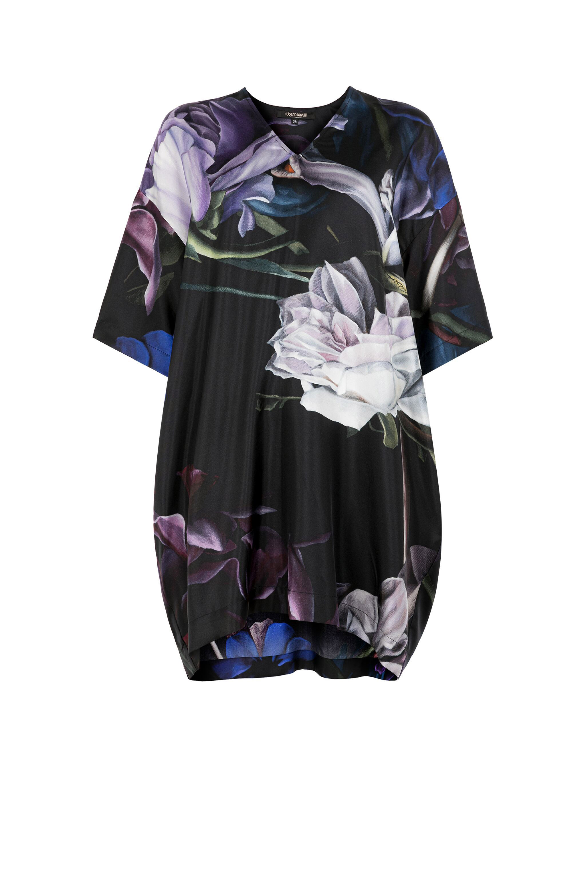 Roberto Cavalli Women's Purple Floral-Print Silk Mini Dress - Dresses