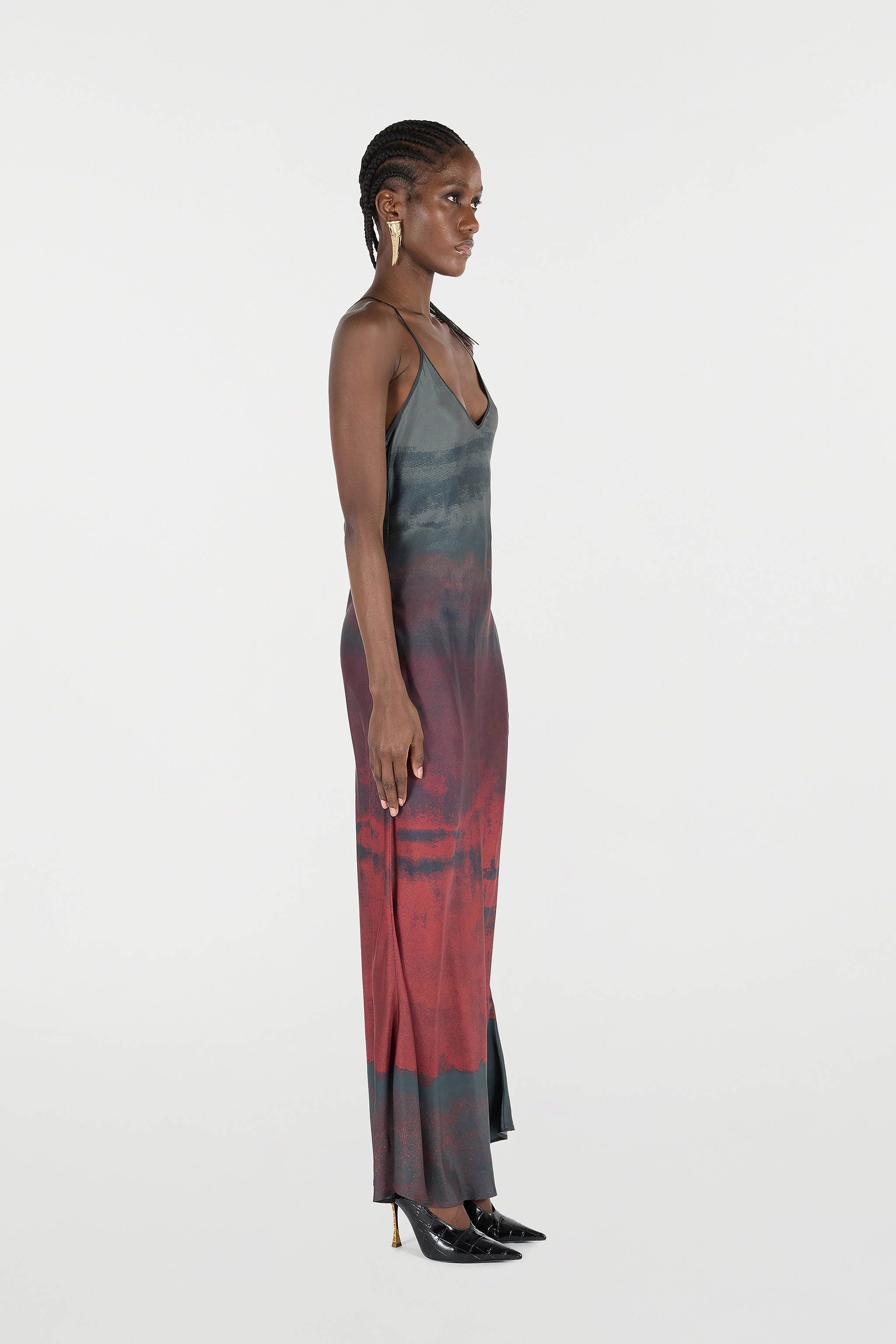 Roberto Cavalli Slip-style Long Dress With Garment-dyed Effect In Multi