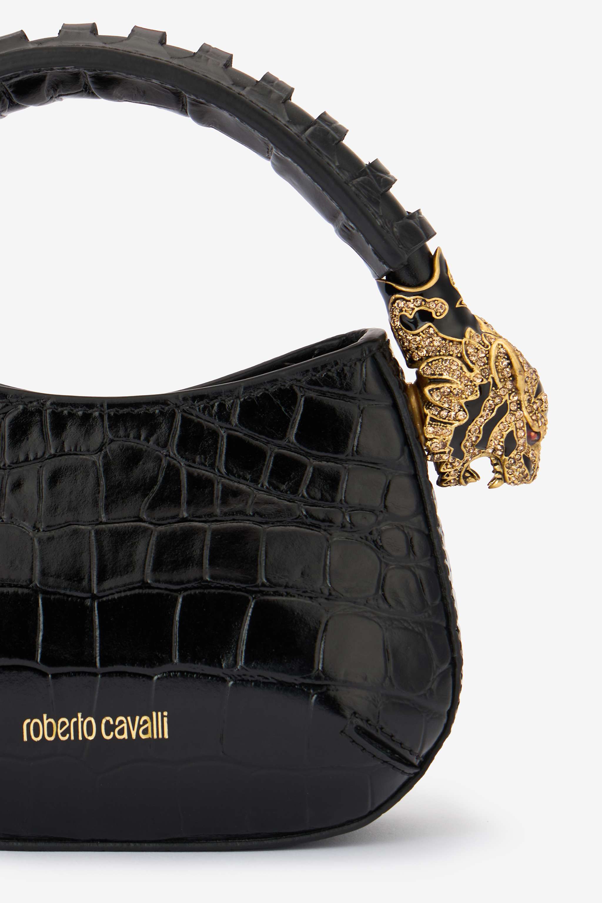 Shop Roberto Cavalli Mini Roar Bag In Black