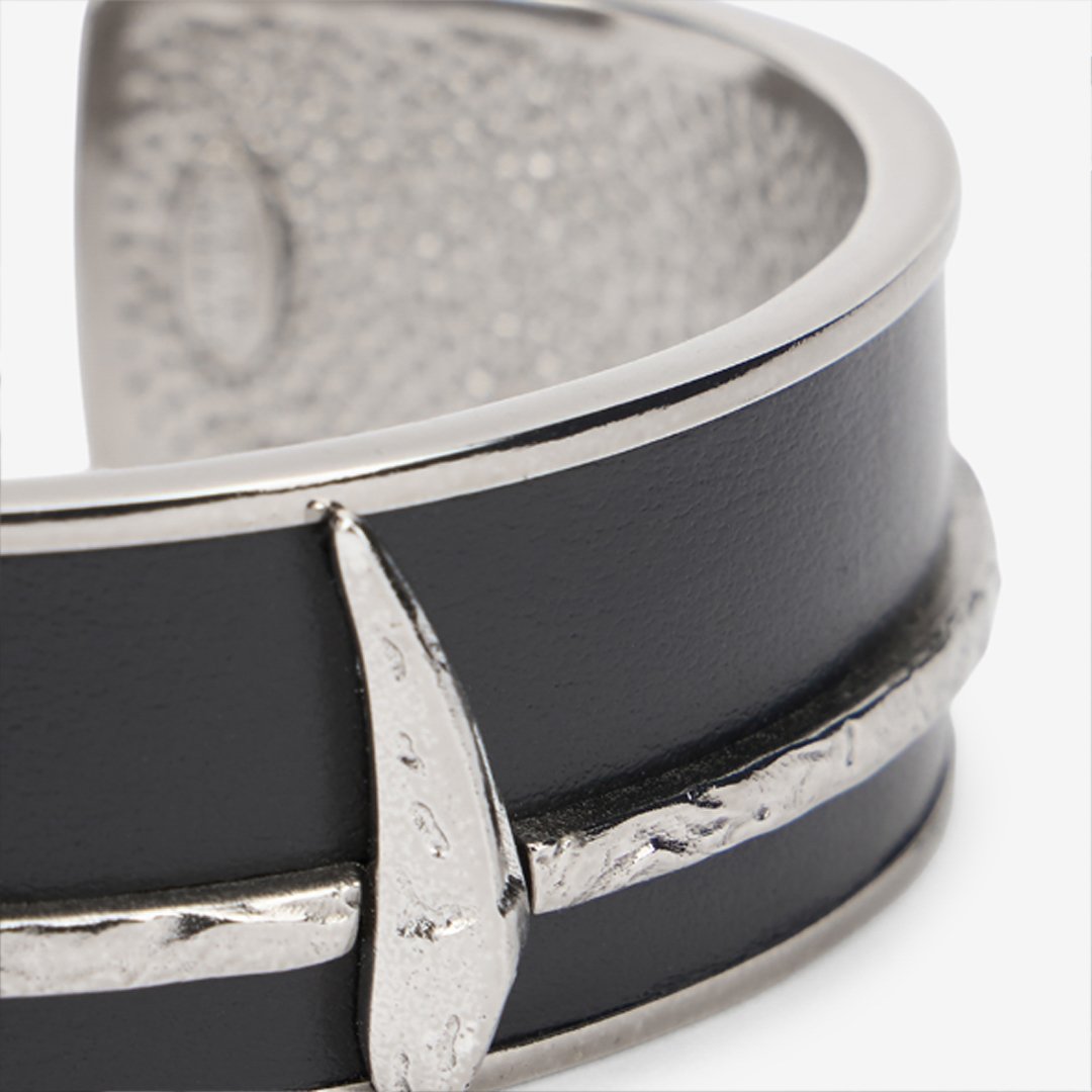 Black and Palladium Rigid Bracelet with Fang