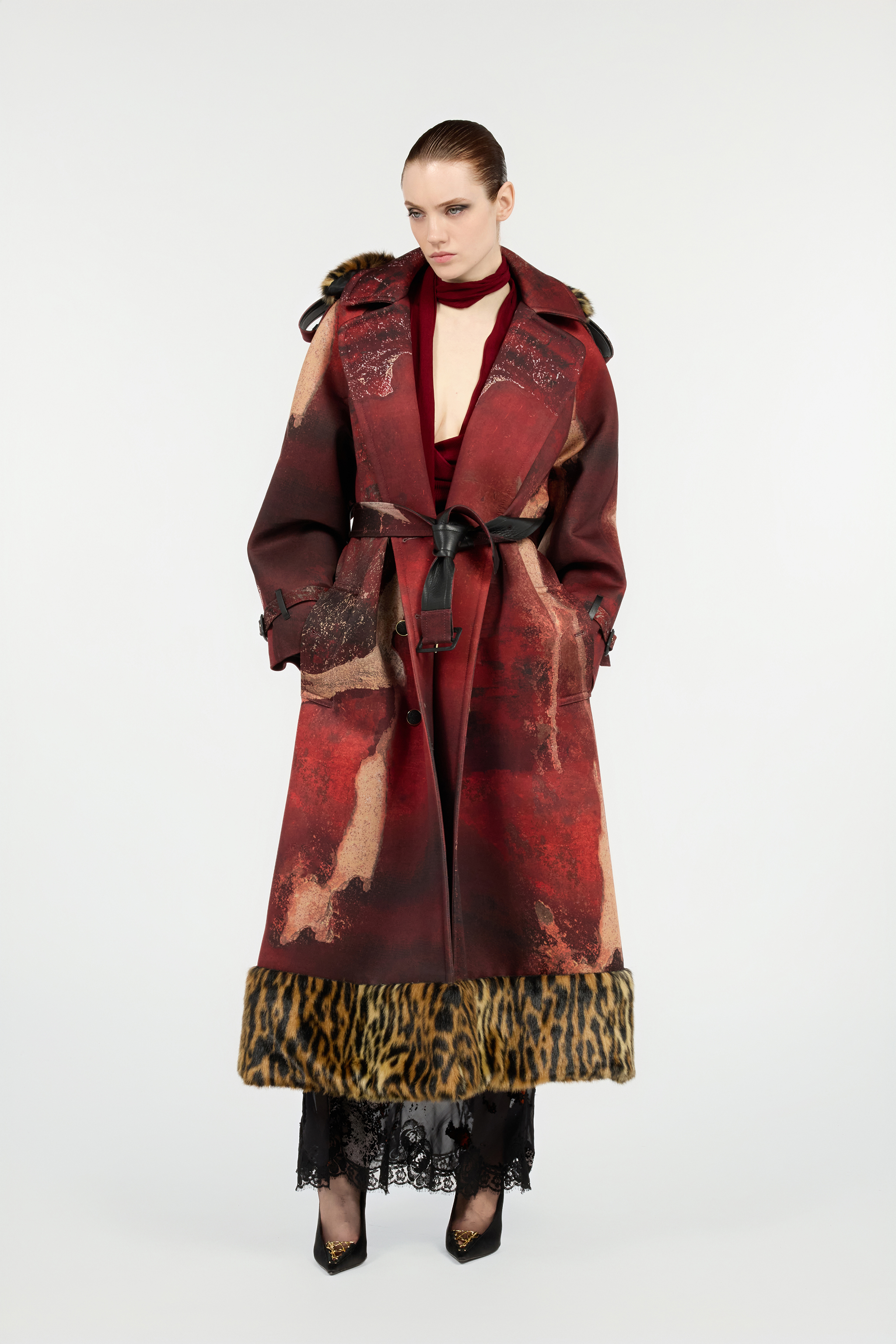 Roberto Cavalli Dark Red Wrap-over Sweater In Burgundy
