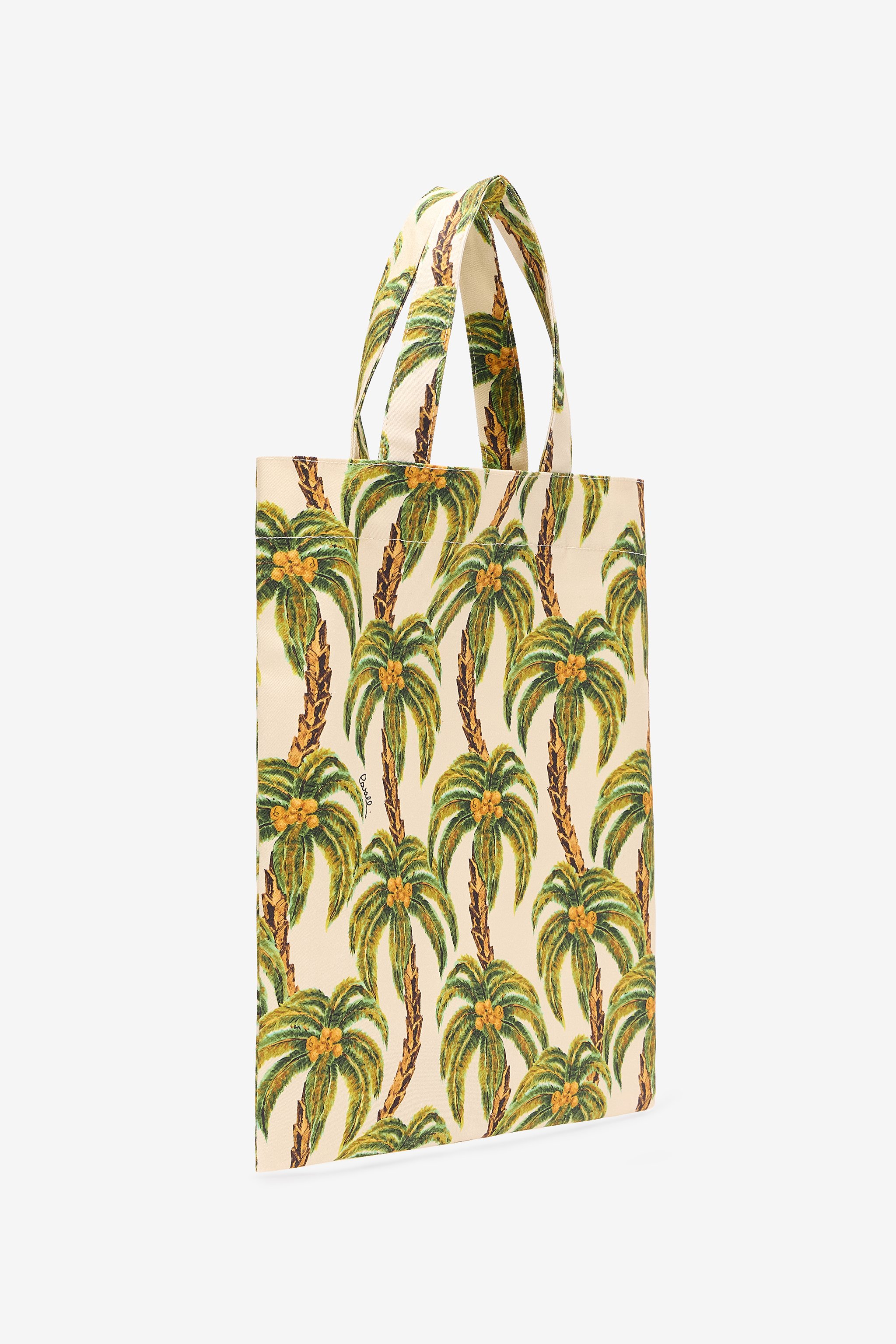 Roberto Cavalli Shopper Bag With Palms In Ivory/military