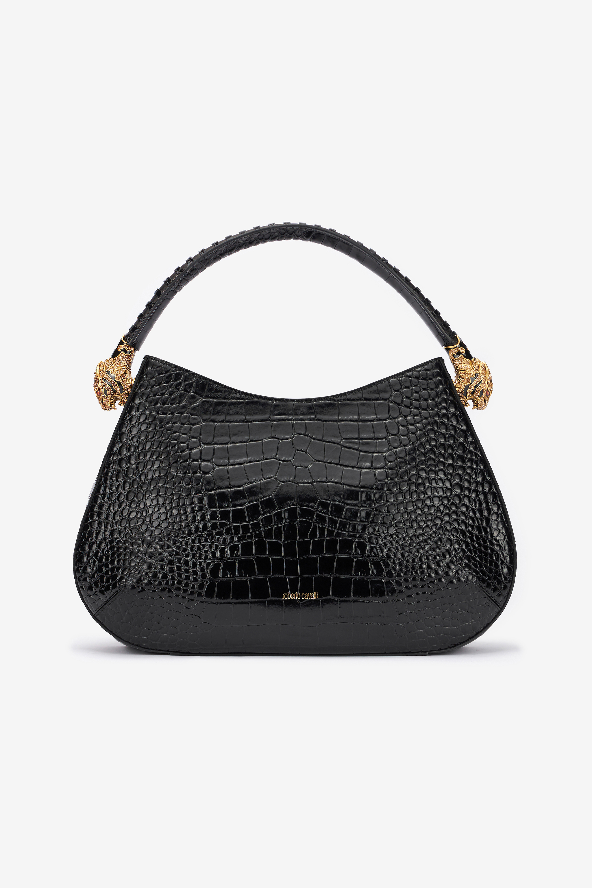 Roberto Cavalli Roar Big Hobo Handbag In Black