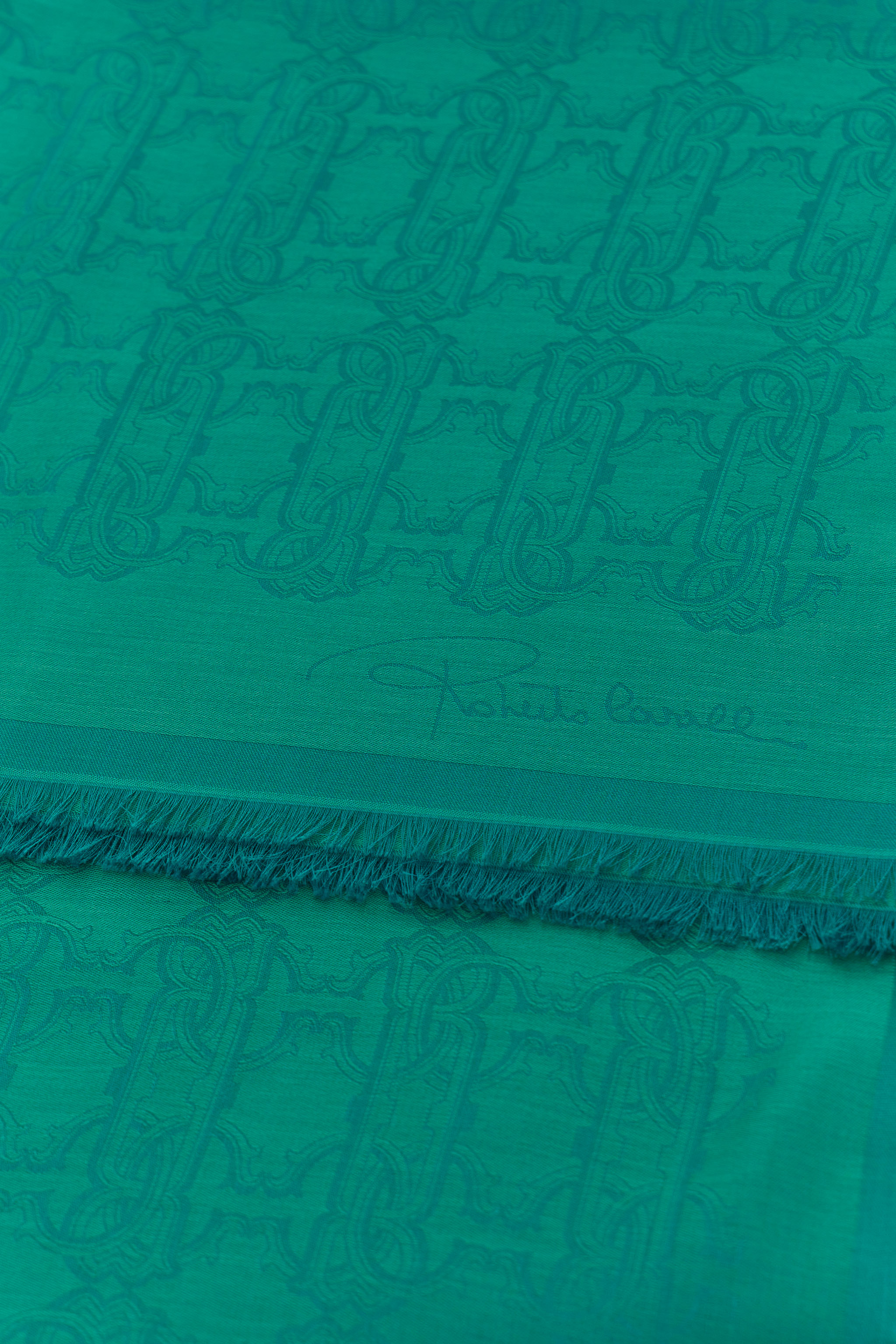Roberto Cavalli Stole With Rc Monogram Print In Green