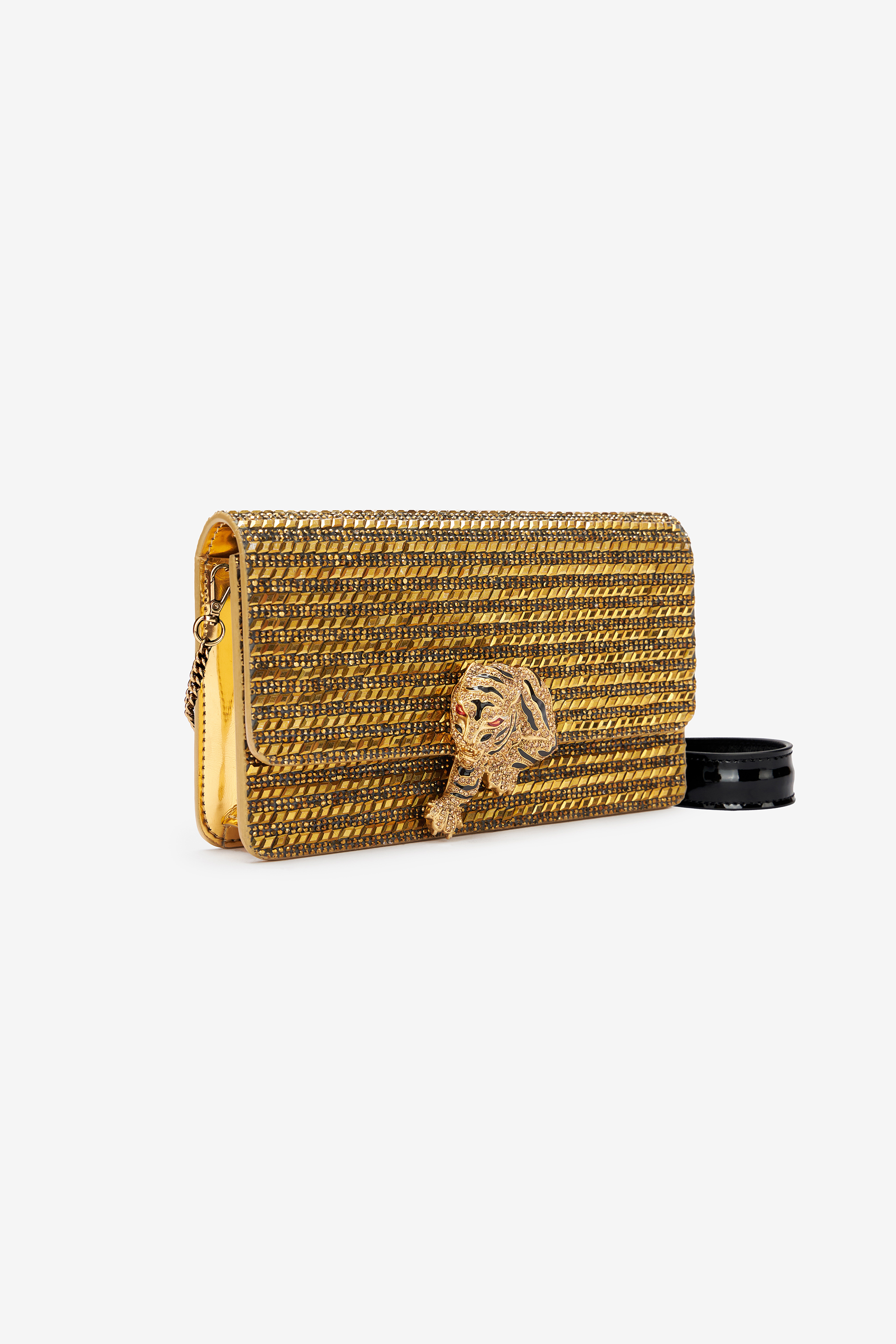Shop Roberto Cavalli Clutch Roar Mit Kristallen In Gold