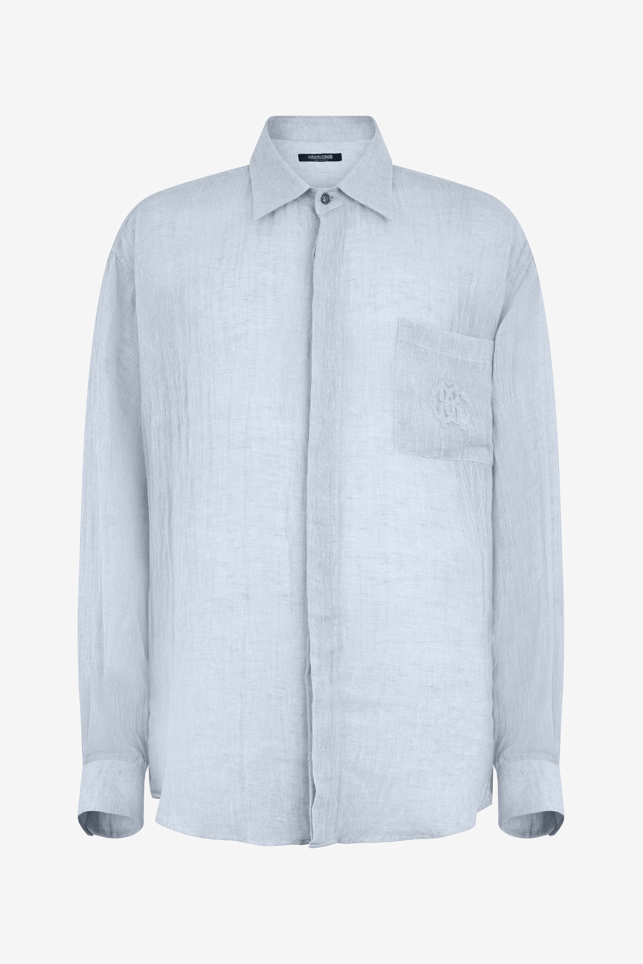Roberto Cavalli Linen Shirt with Embroidered Pocket