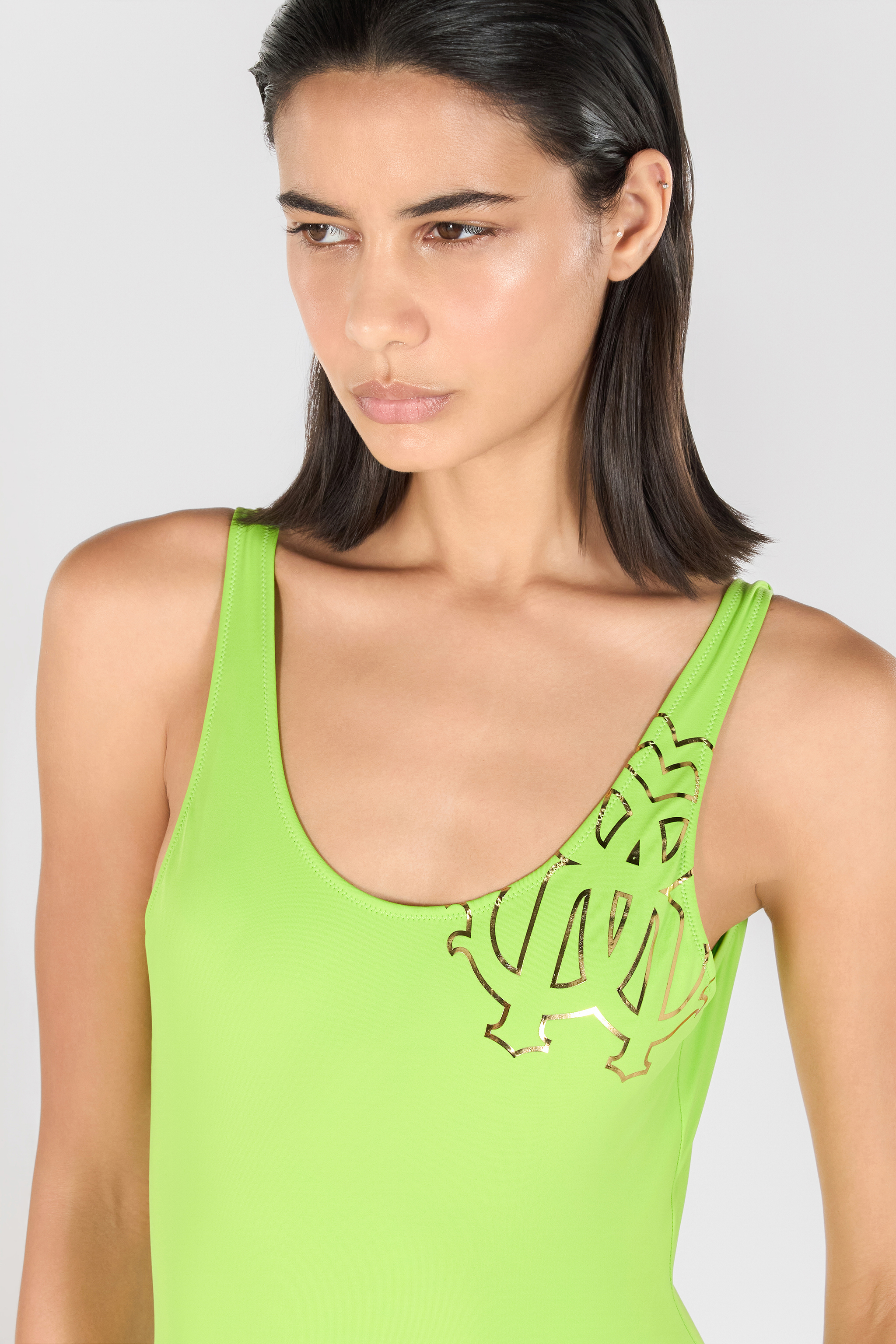 Shop Roberto Cavalli Badeanzug Monogramm Rc In Light Green