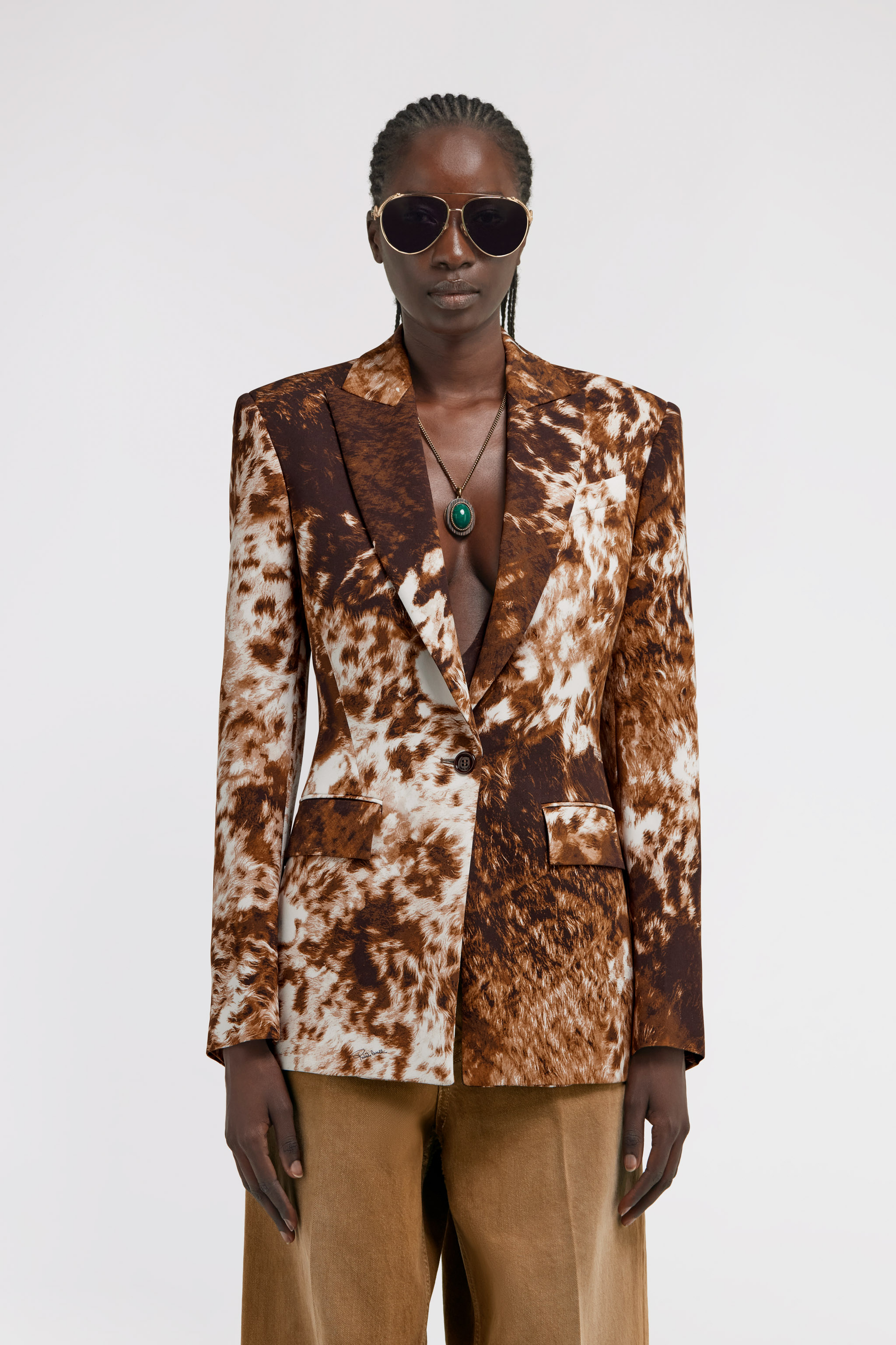 Shop Roberto Cavalli Appaloosa Print Blazer In Brown