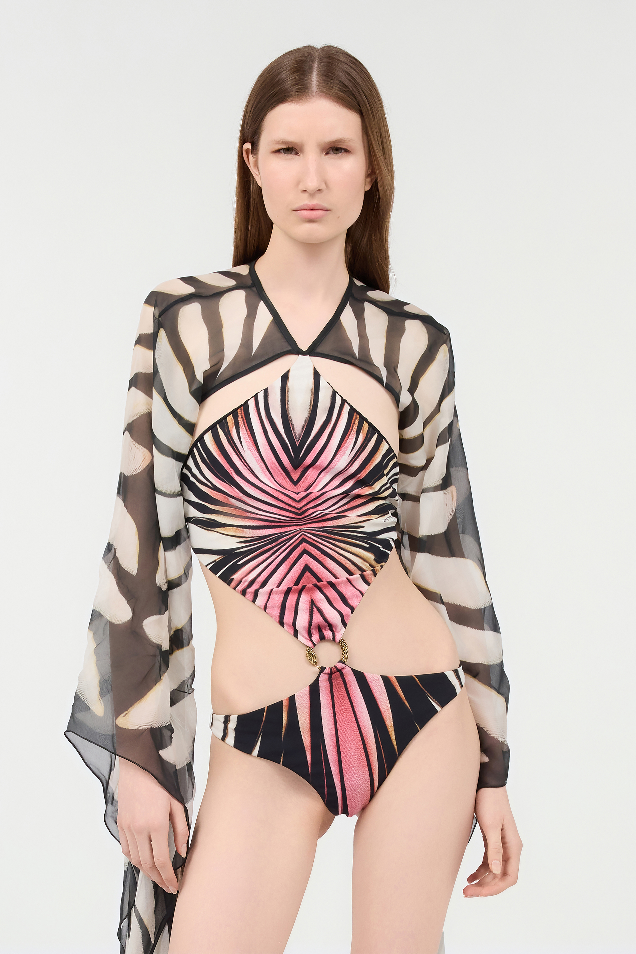 Trikini With Ray Of Pink Print