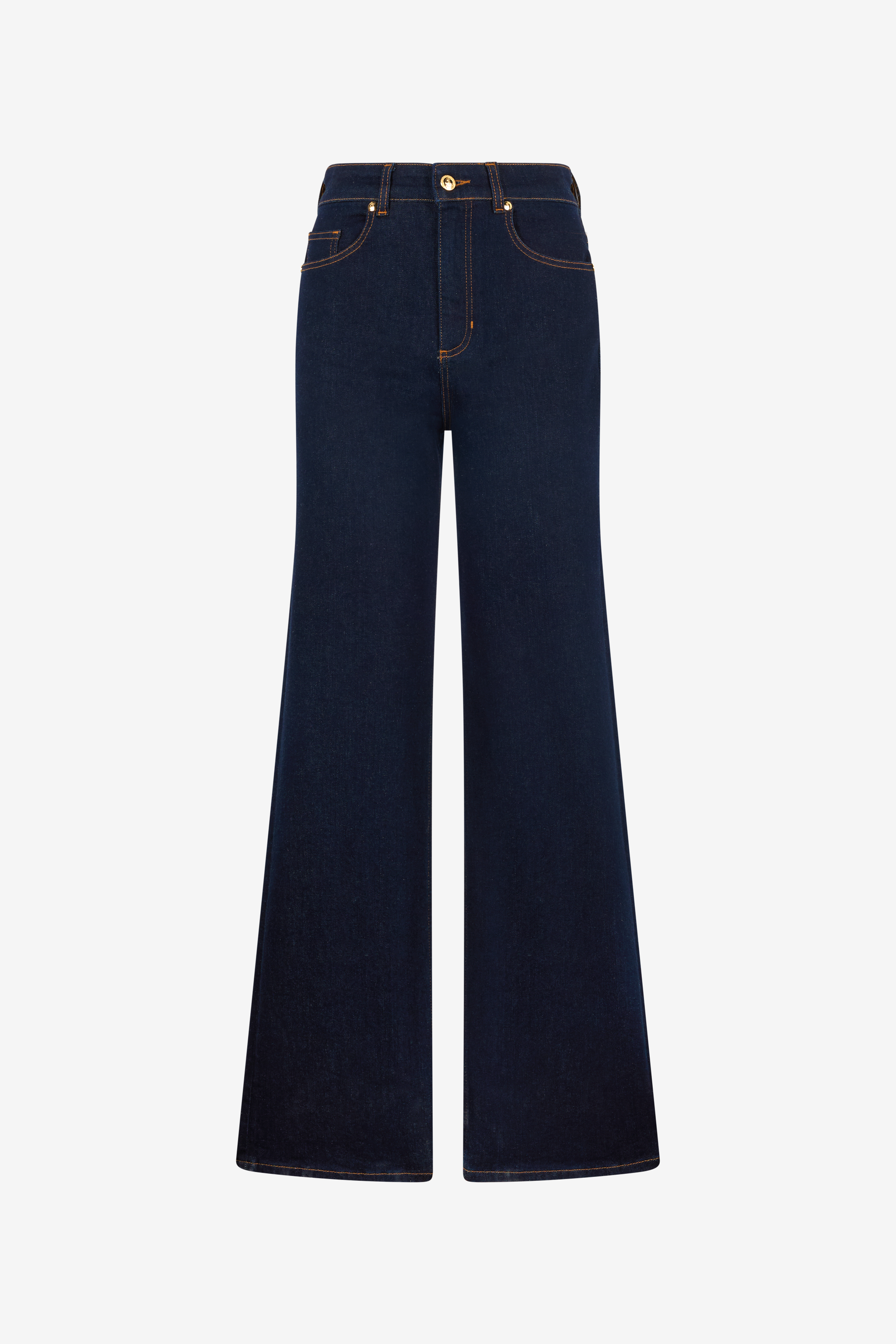 Roberto Cavalli Wide And Straight Leg Jeans In Dark Blue
