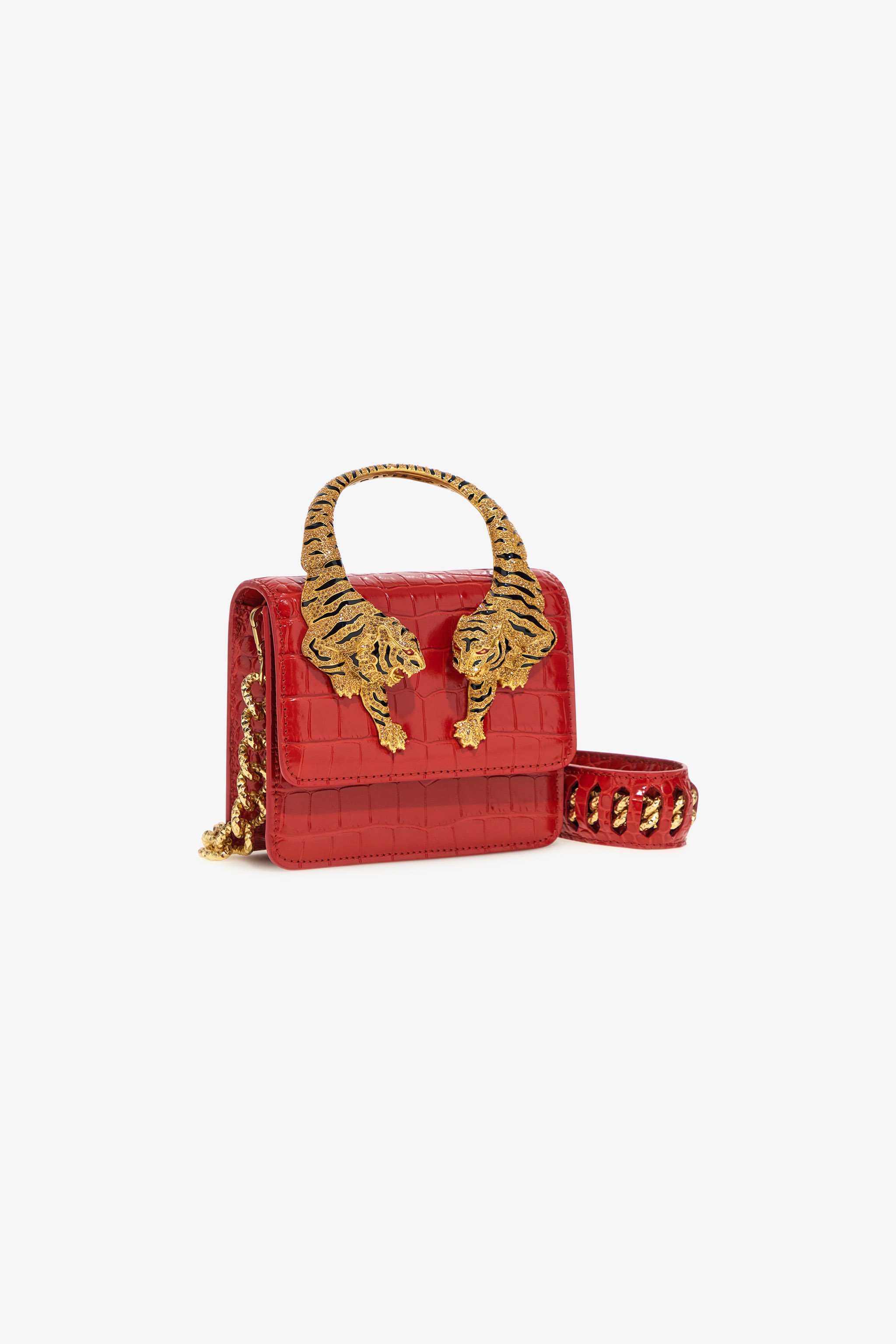 Roberto Cavalli Small Roar Bag In Rosso