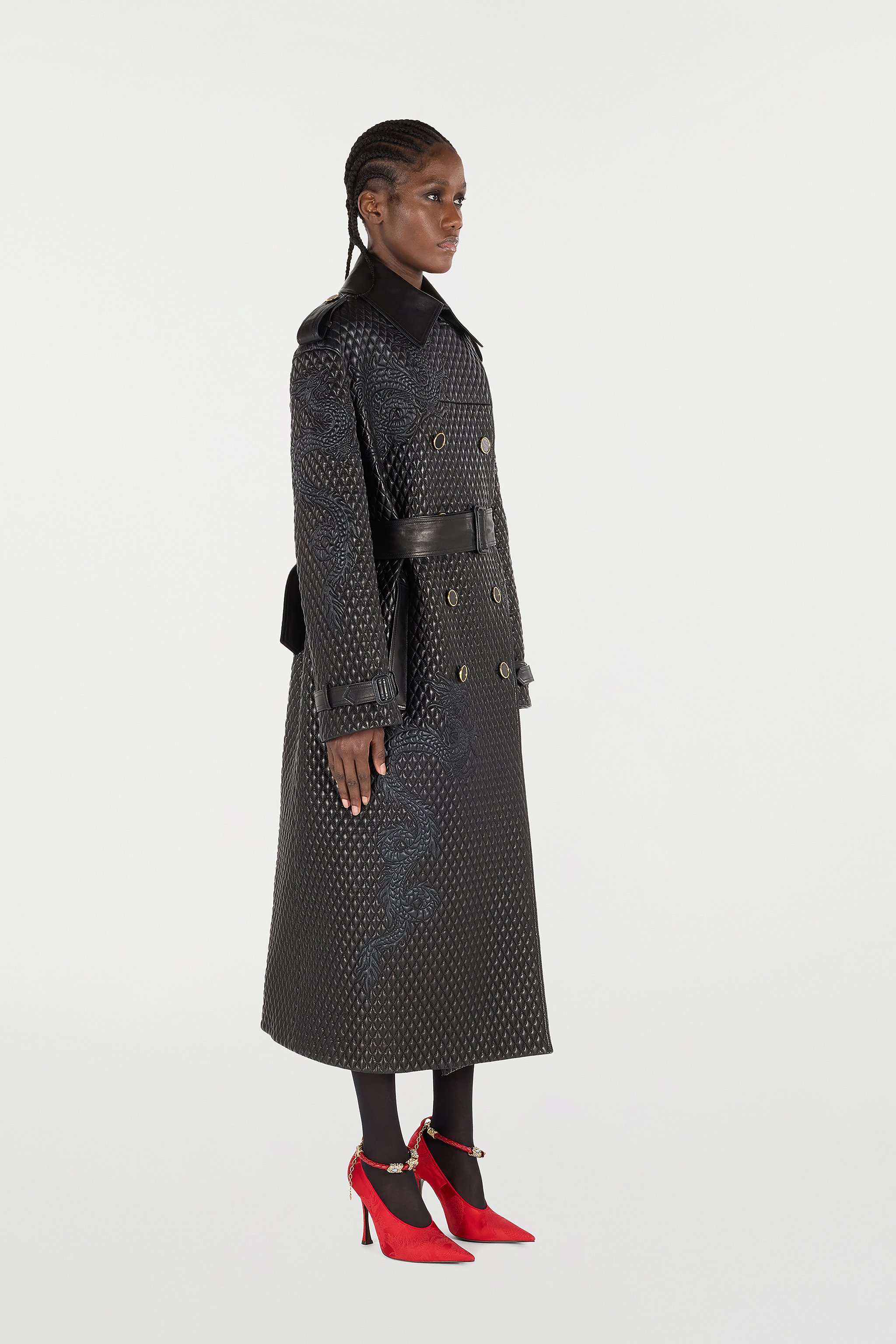Long Trench Coat With Dragons