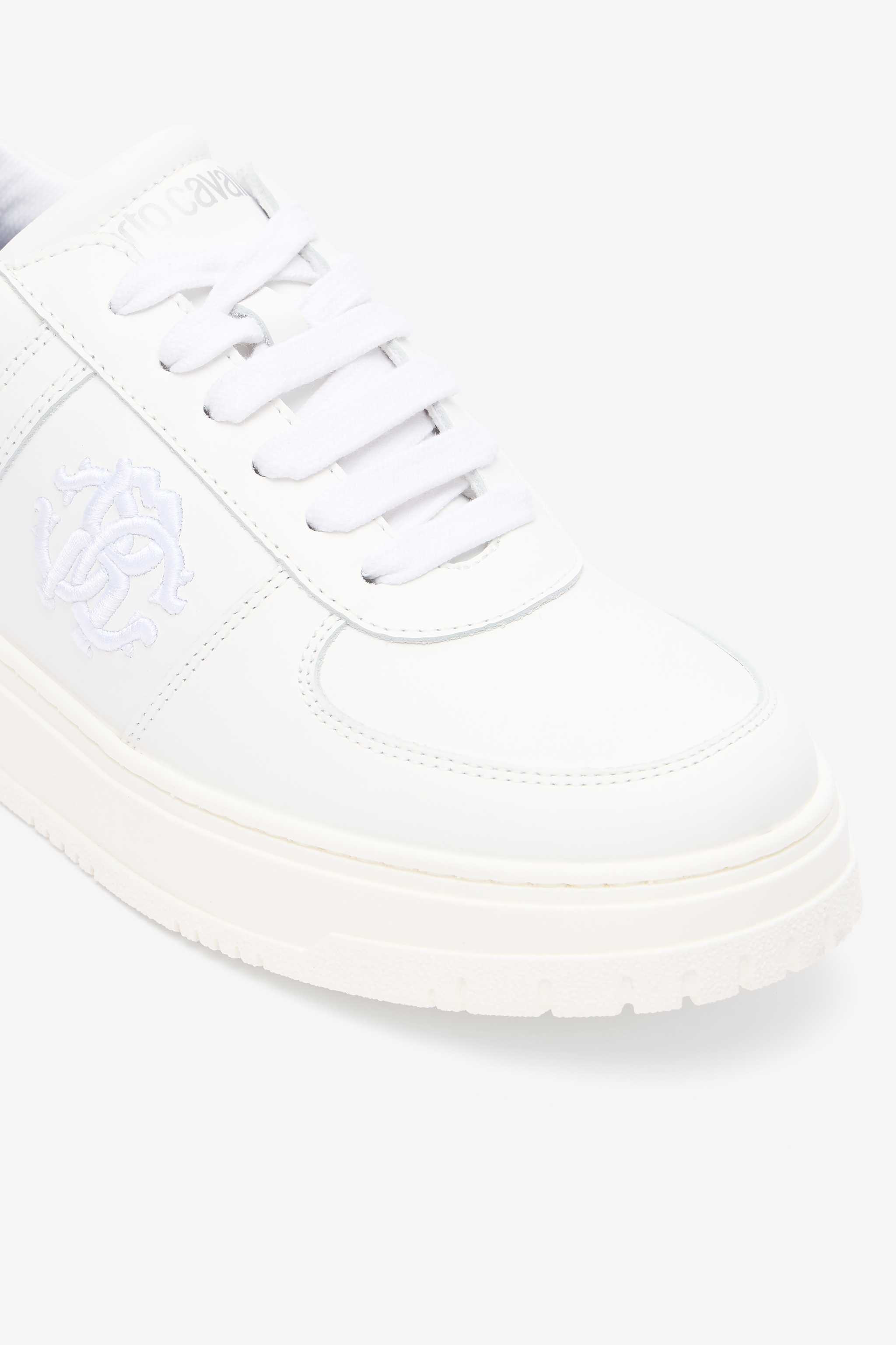 Roberto Cavalli White Sneaker With Embroidered Monogram Rc In White