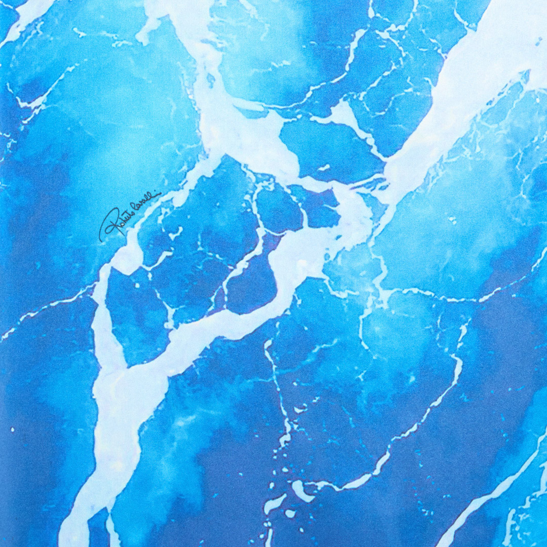 Roberto Cavalli Kleid Mit Stretto Di Messina Print In Blue