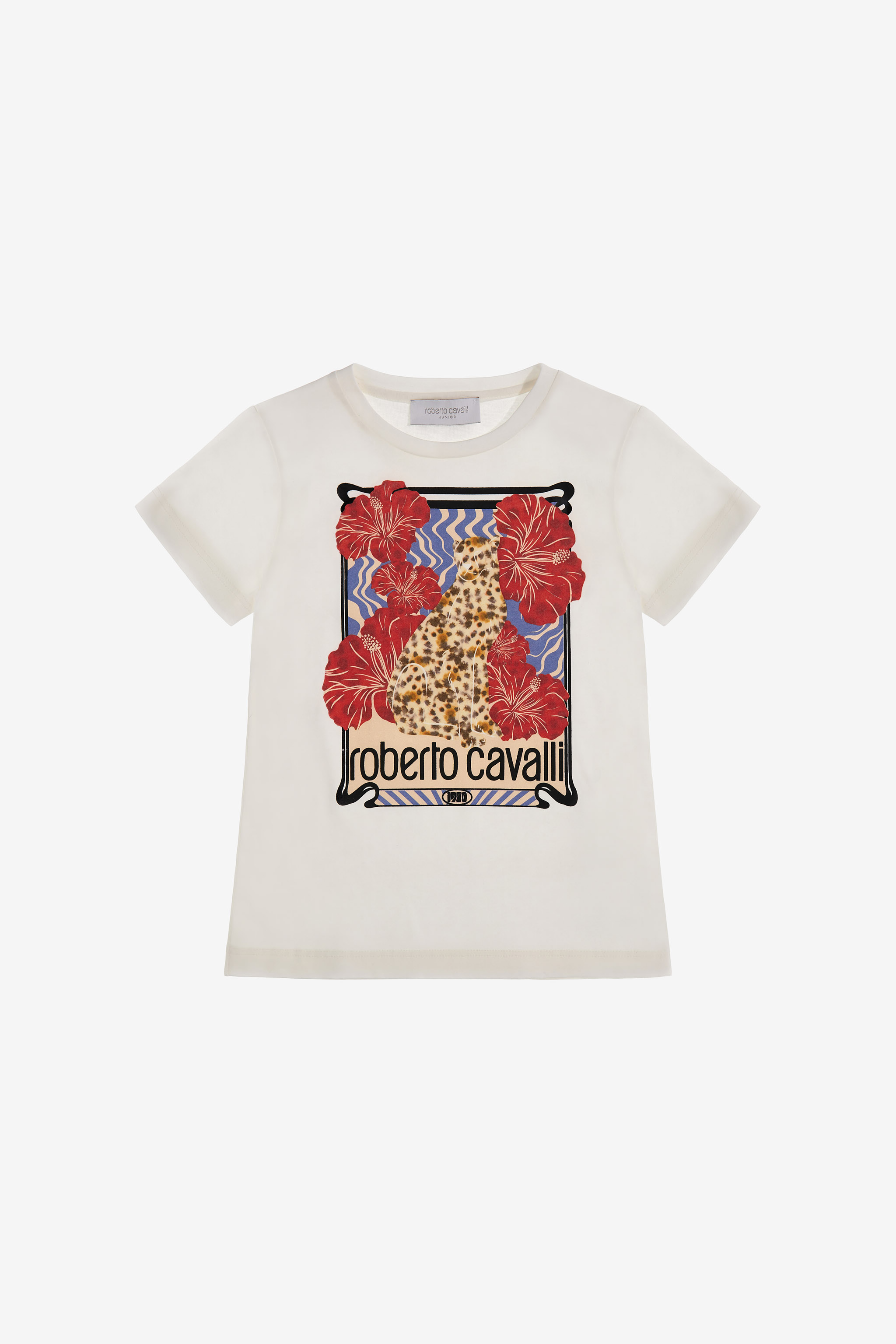 Shop Roberto Cavalli T-shirt With Logo And Print In White