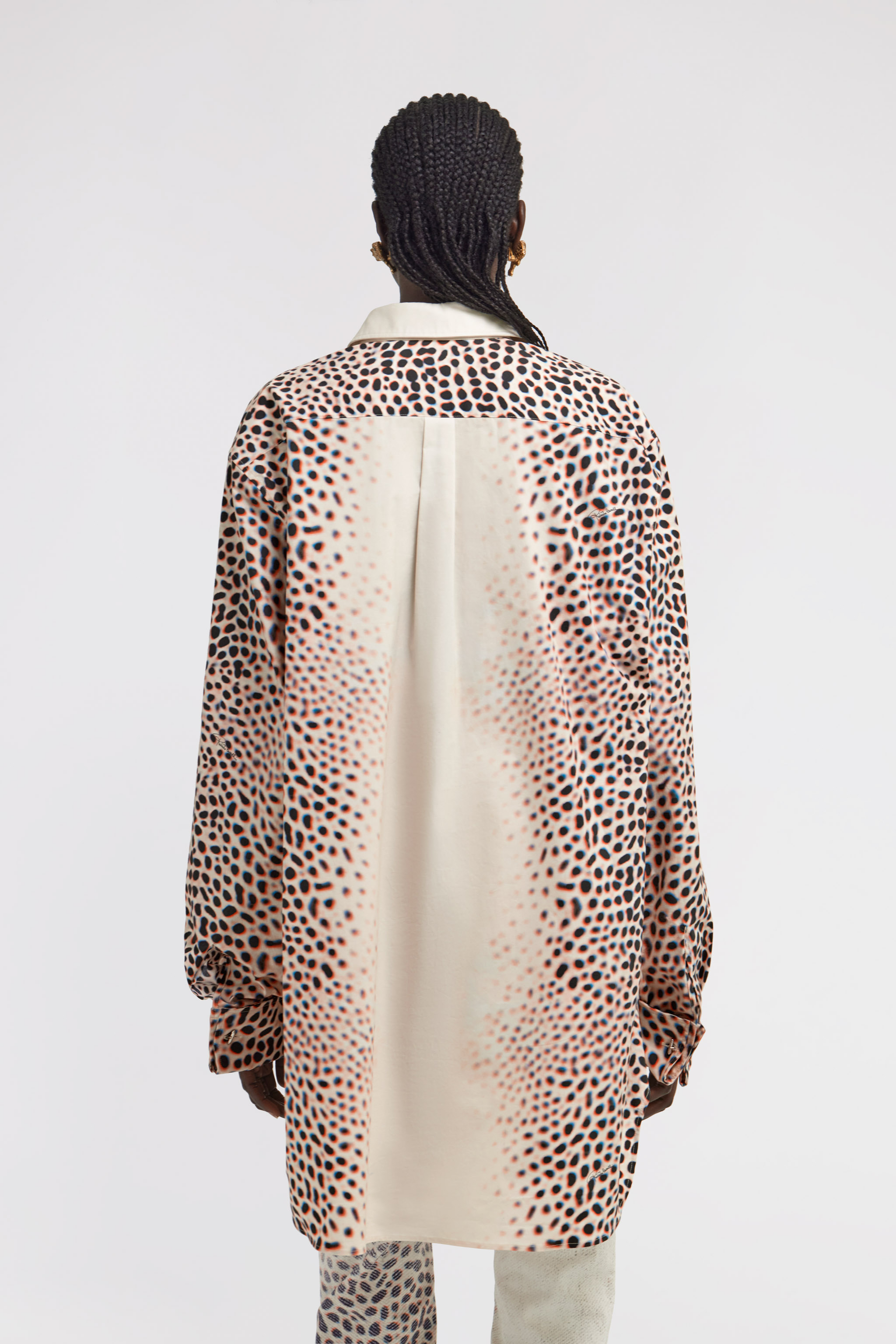 Roberto Cavalli Printed Button Down Short Shirt Dress In Ivory