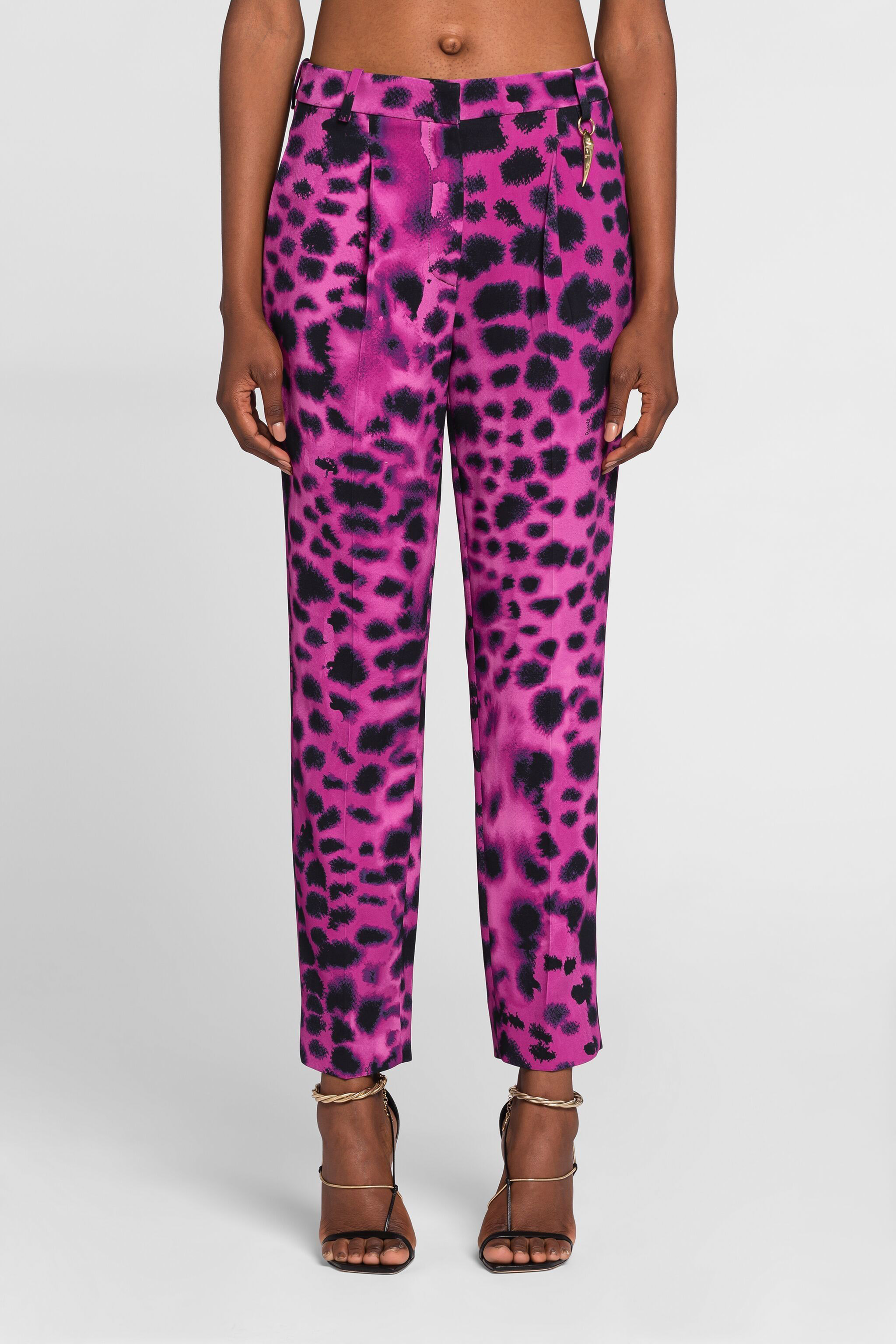 Roberto Cavalli Pattern Printed Straight Tube Trousers In Purple