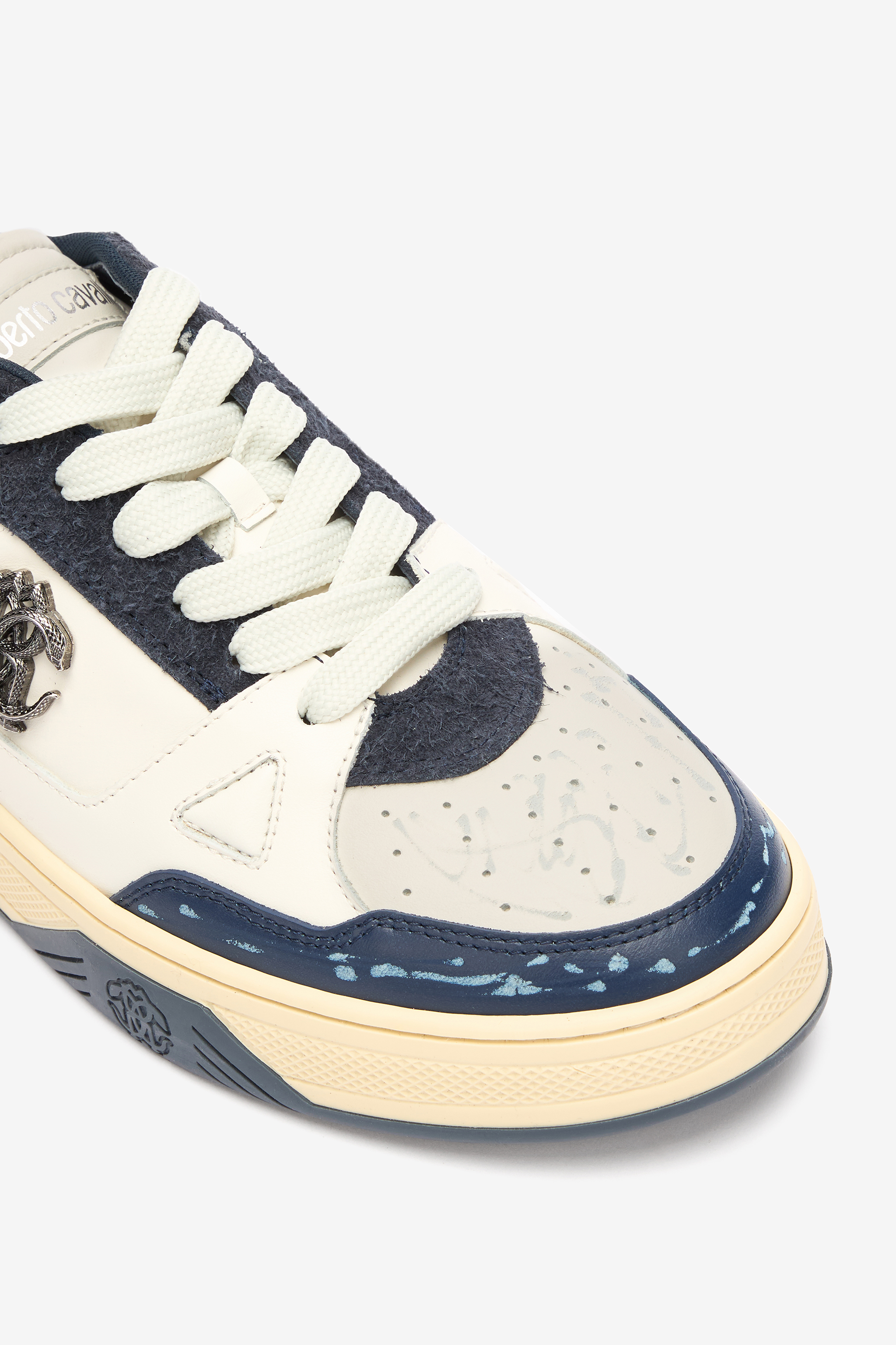 ROBERTO CAVALLI SNEAKERS MIT EINSÄTZEN UND MONOGRAMM MIRROR SNAKE