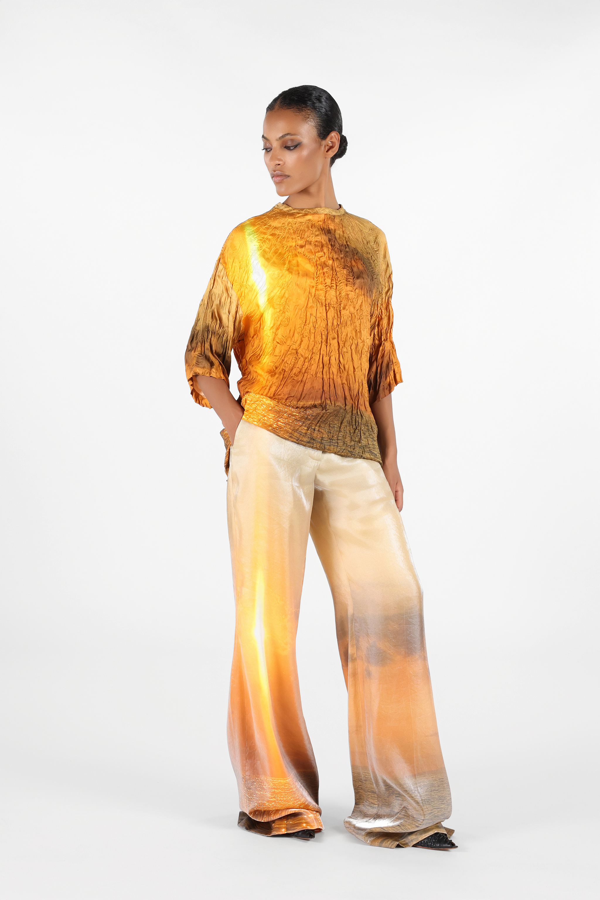 Roberto Cavalli T-shirt Mit Sunset-print In Orange