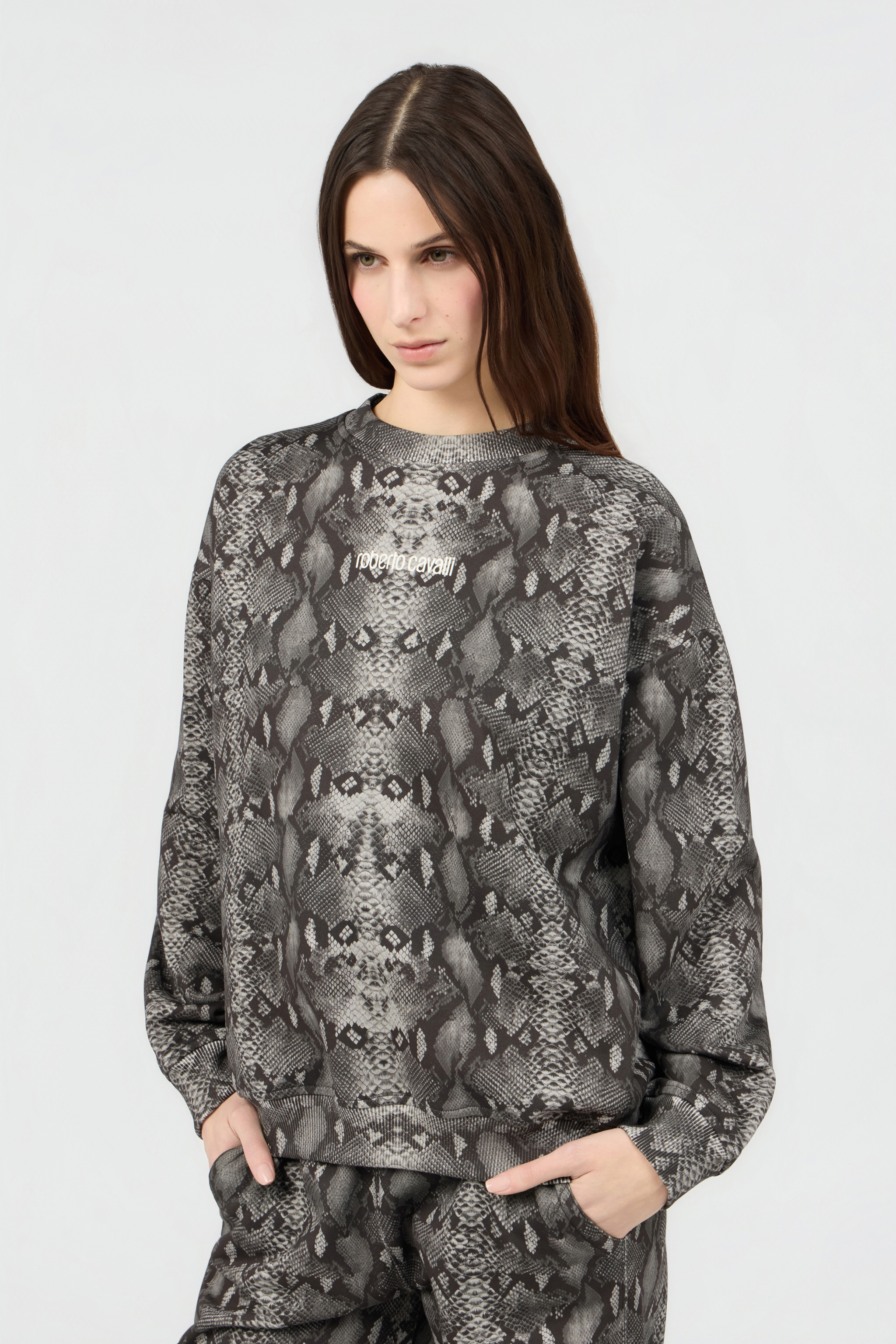 Roberto Cavalli Python Print Sweatshirt In Multi