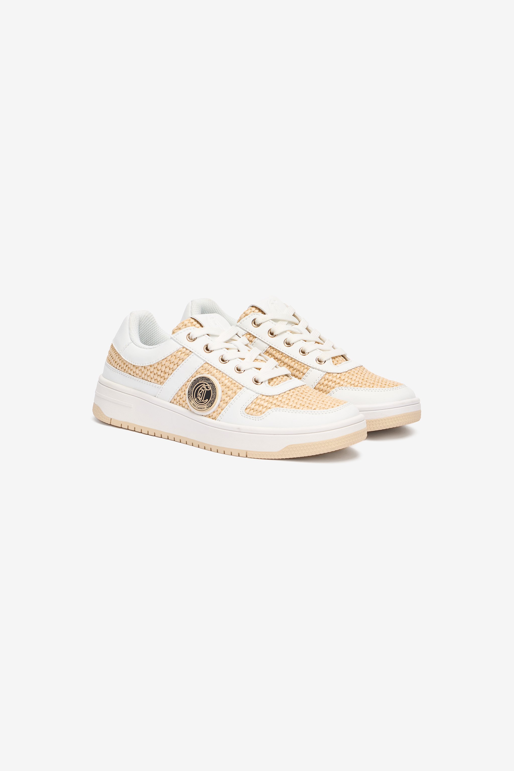 Roberto Cavalli Braided Rafia-effect Trainers