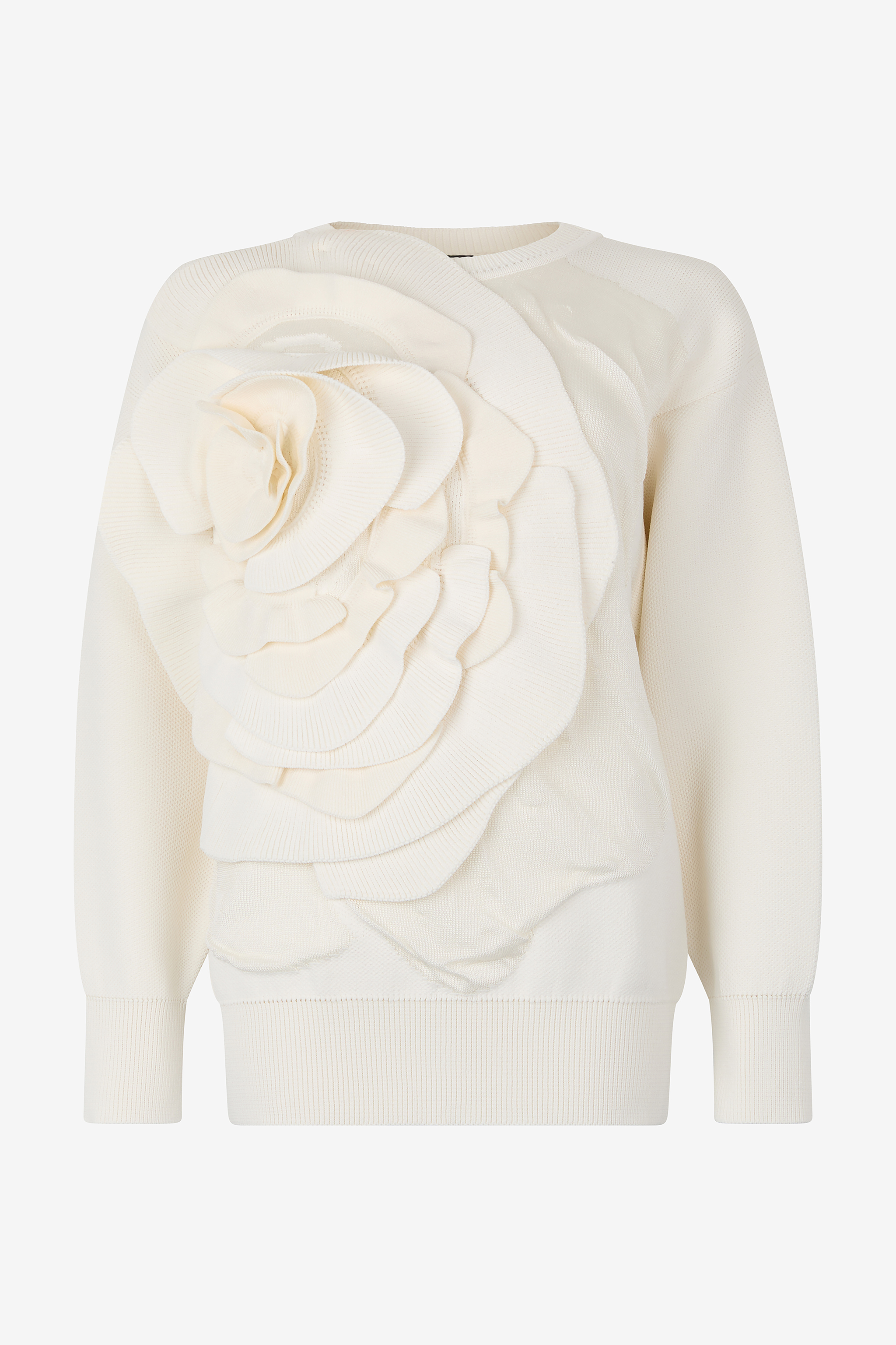 Roberto Cavalli Sweater With Maxi-rose In White
