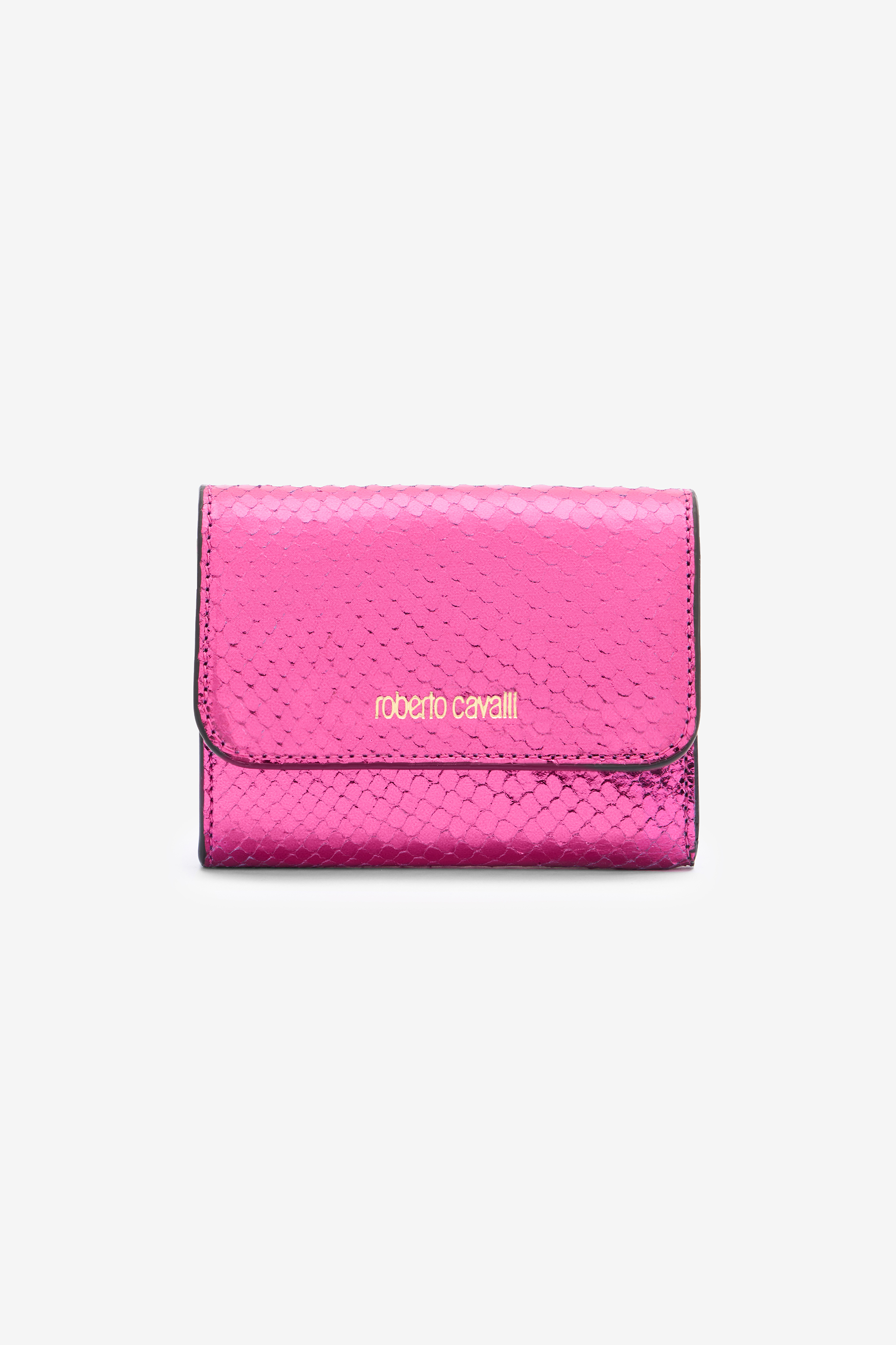 Shop Roberto Cavalli Metallic-geldbörse Mit Schlangenschuppen-effekt In Fuchsia