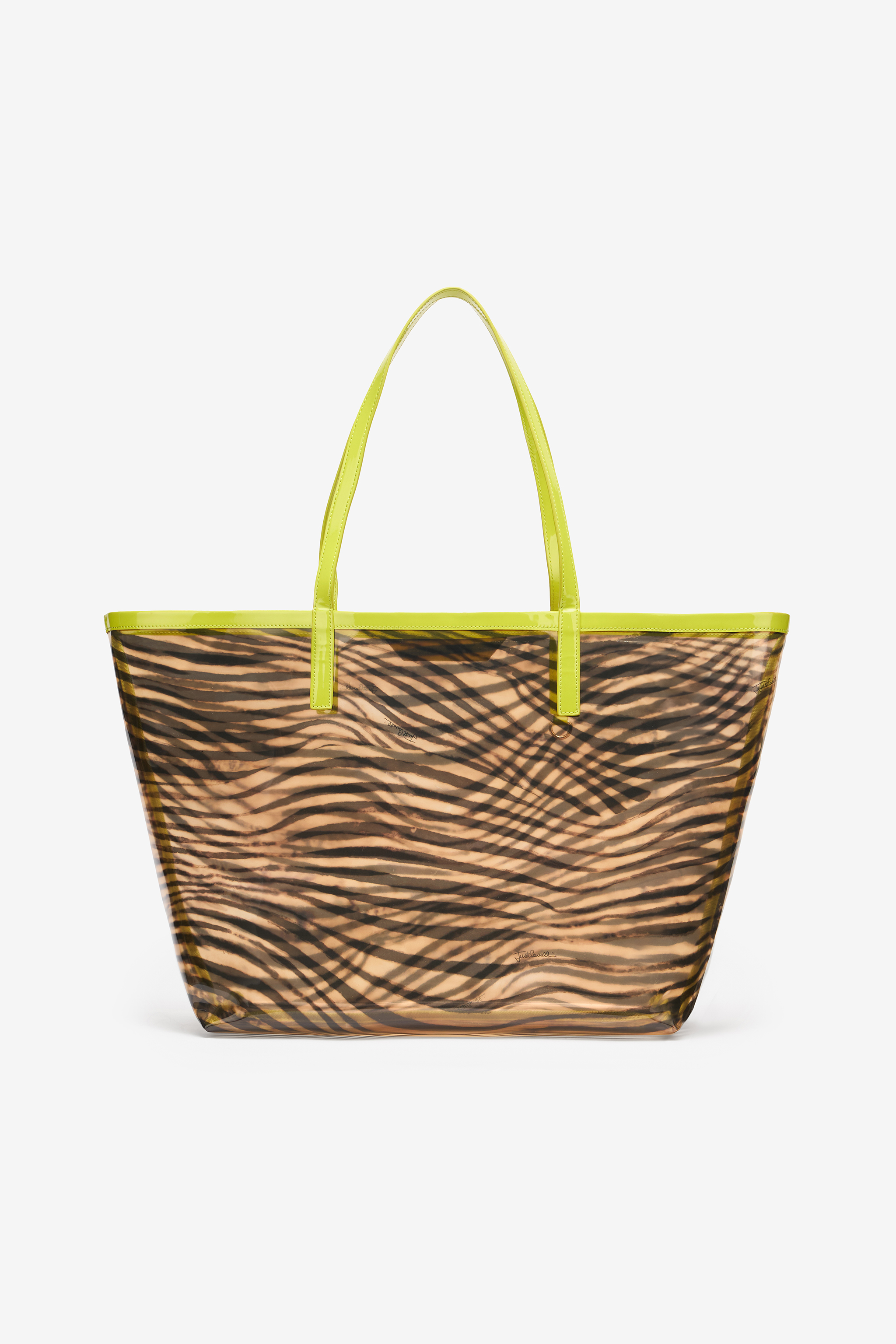 Roberto Cavalli Animal Print Shopper Bag With Pouch In Light Brown