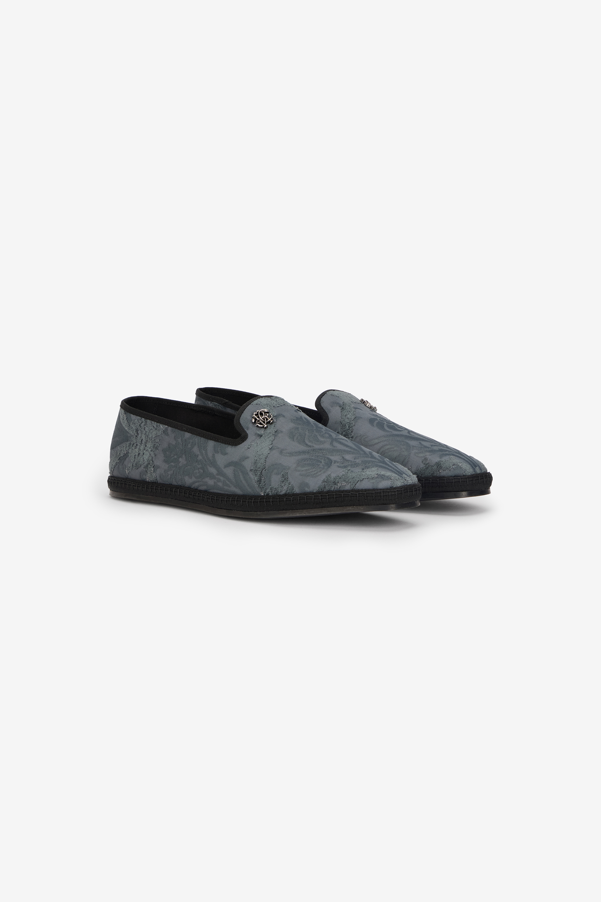 Roberto Cavalli Jacquard Slip-on Shoes In Gray