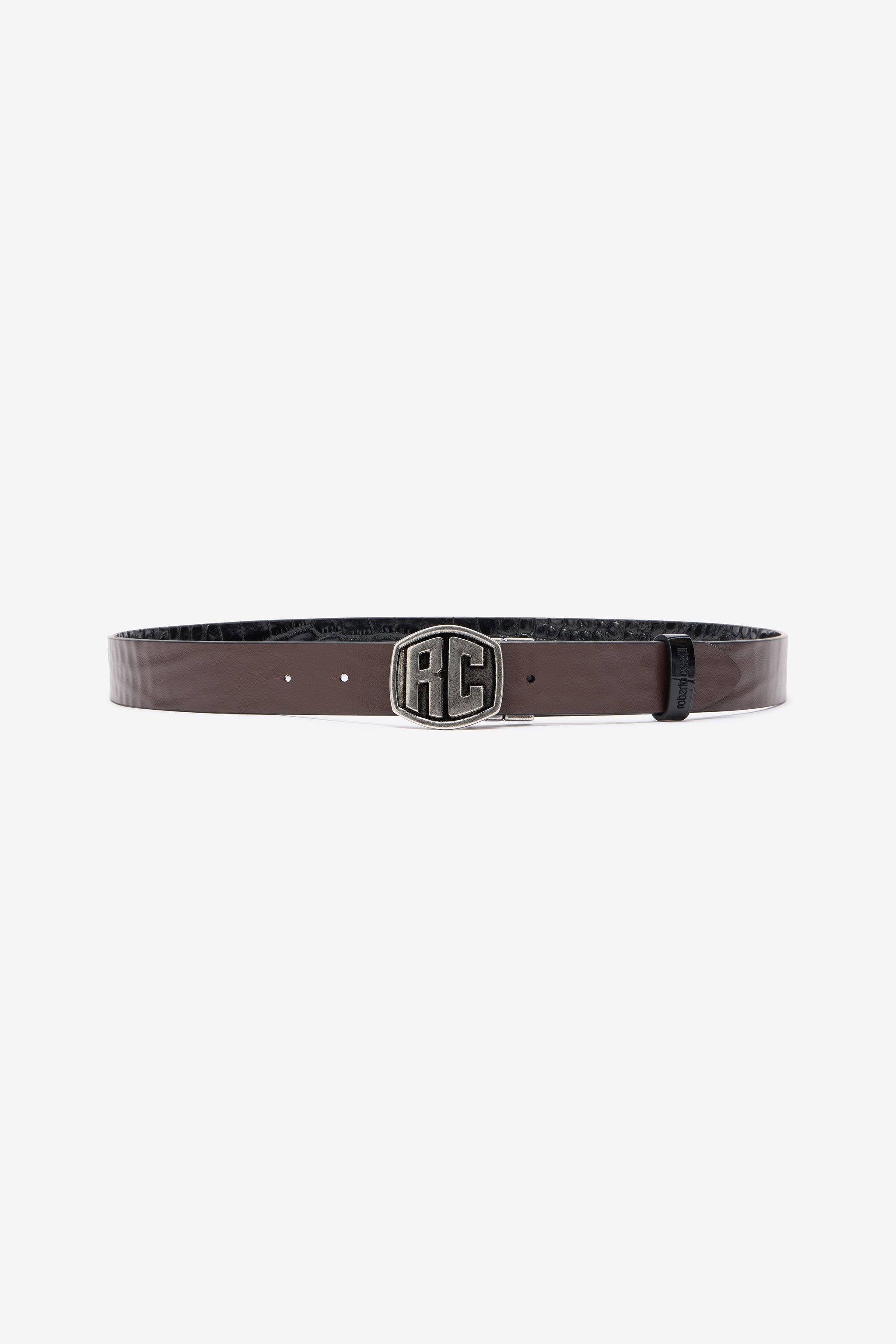Roberto Cavalli Reversible Belt With Rc Monogram In Black
